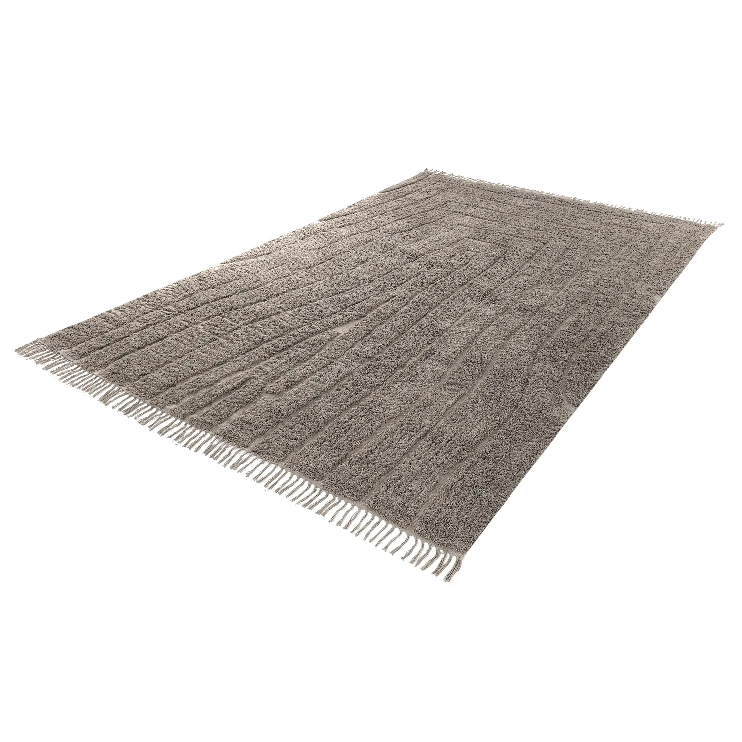 Hoogpolig vloerkleed - Farley Natural Cotton Shaggy (taupe)