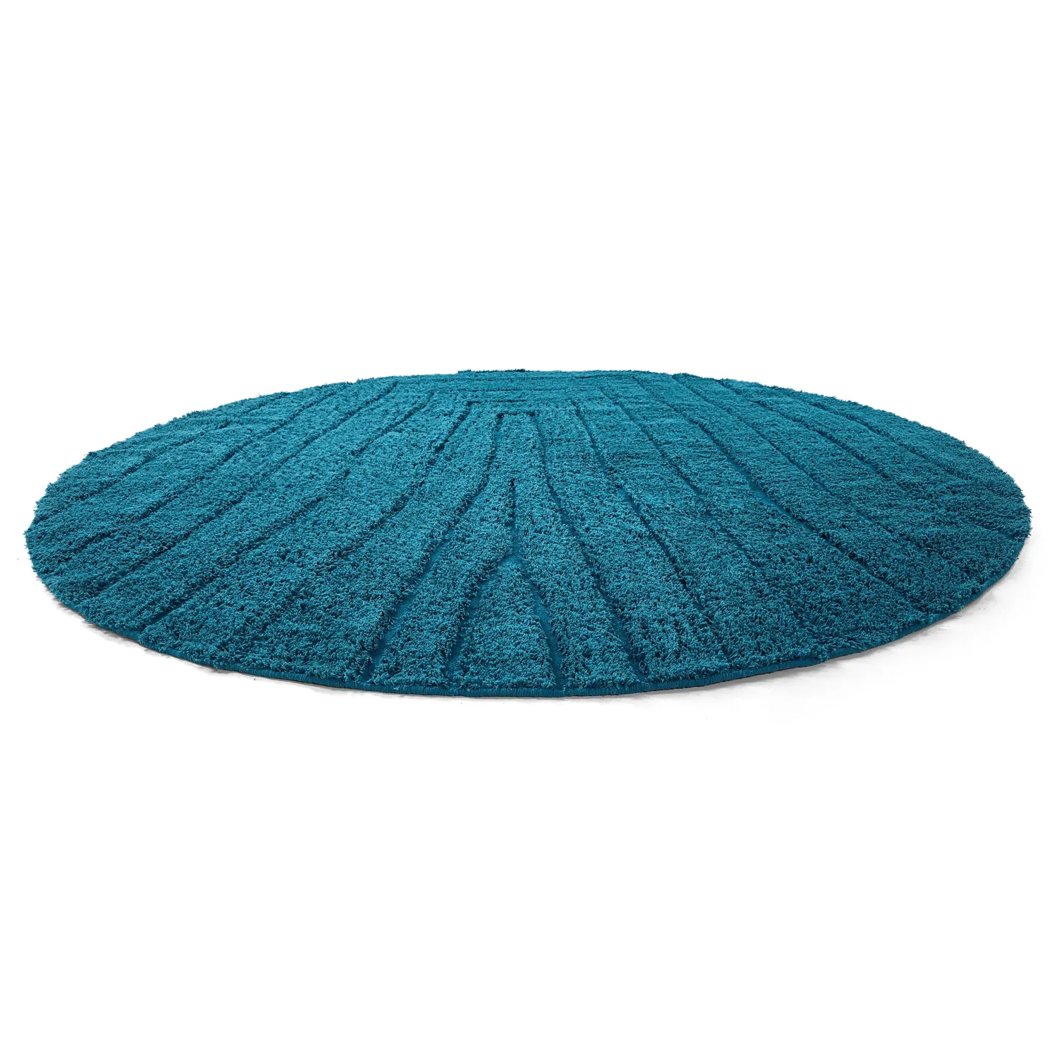 Ronde vloerkleden - Farley Natural Cotton Shaggy (turkoois)