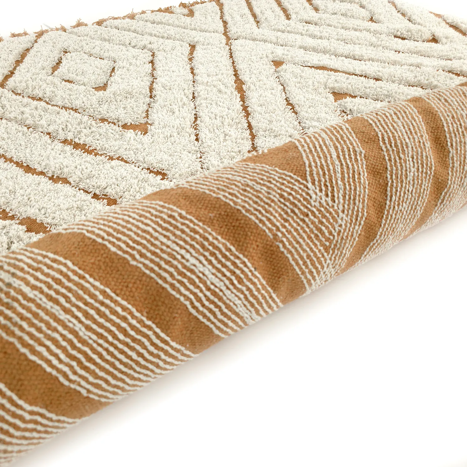 Hoogpolig vloerkleed - Holwell Natural Cotton Shaggy (gebroken wit/bruin)