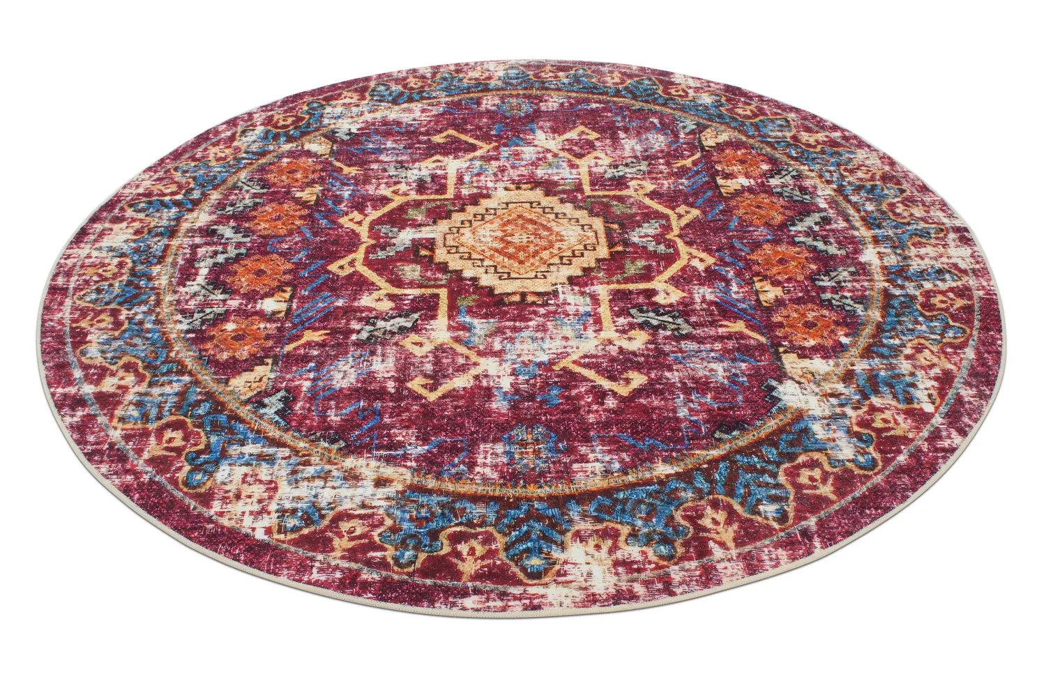 Rond vloerkleed - Idri (bordeaux/multi)