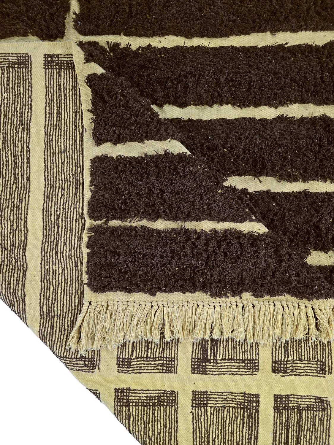 Hoogpolig vloerkleed - Ikara Natural Cotton Shaggy (bruin)