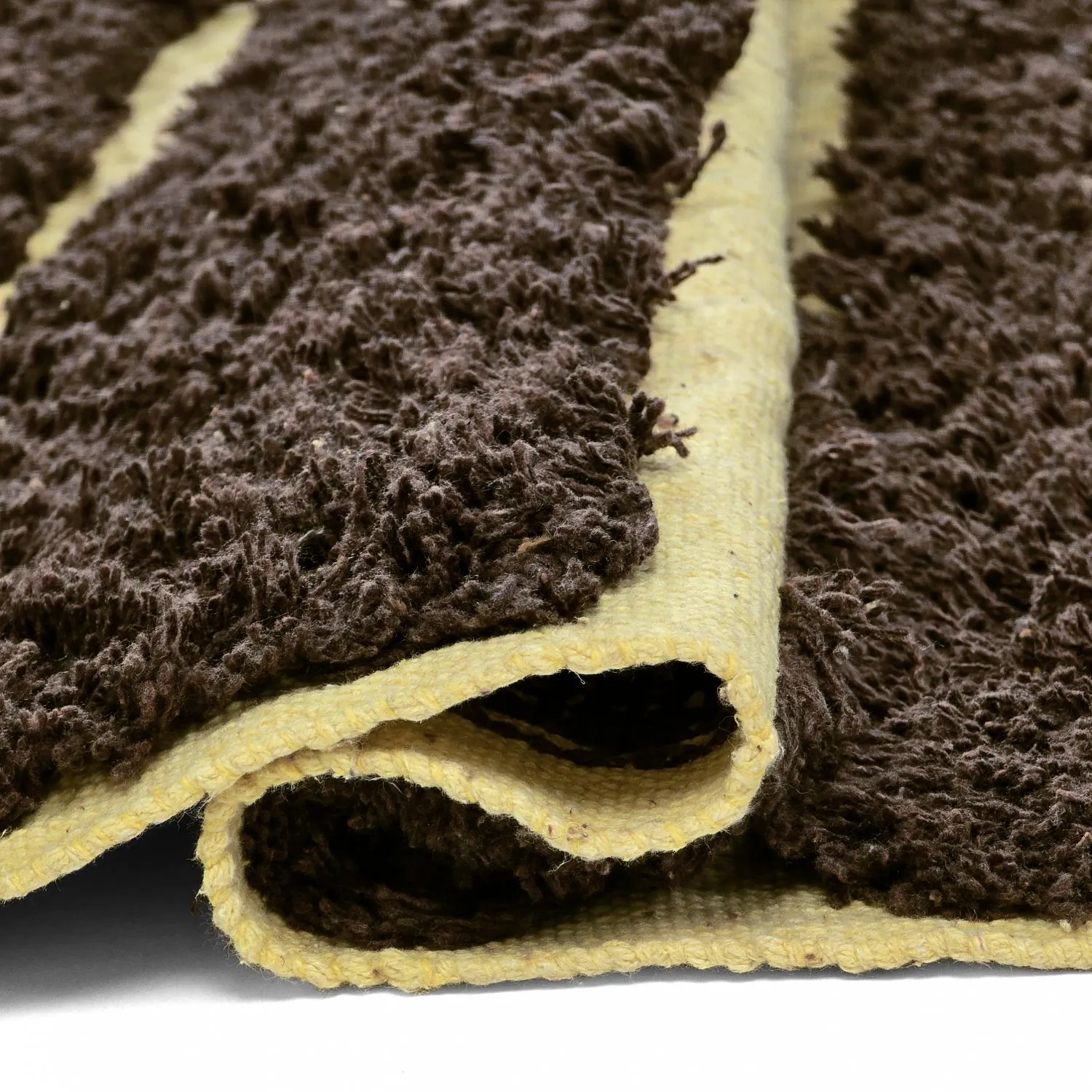 Hoogpolig vloerkleed - Ikara Natural Cotton Shaggy (bruin)