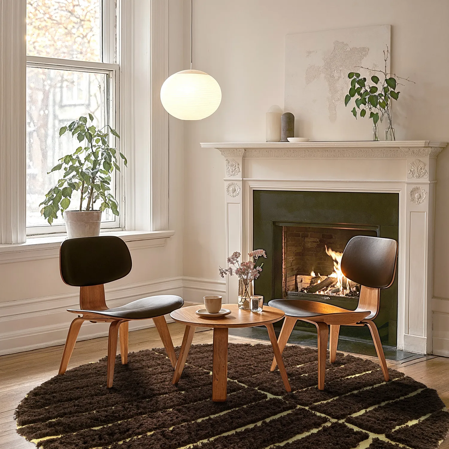 Rond vloerkleed - Ikara Natural Cotton Shaggy (bruin)