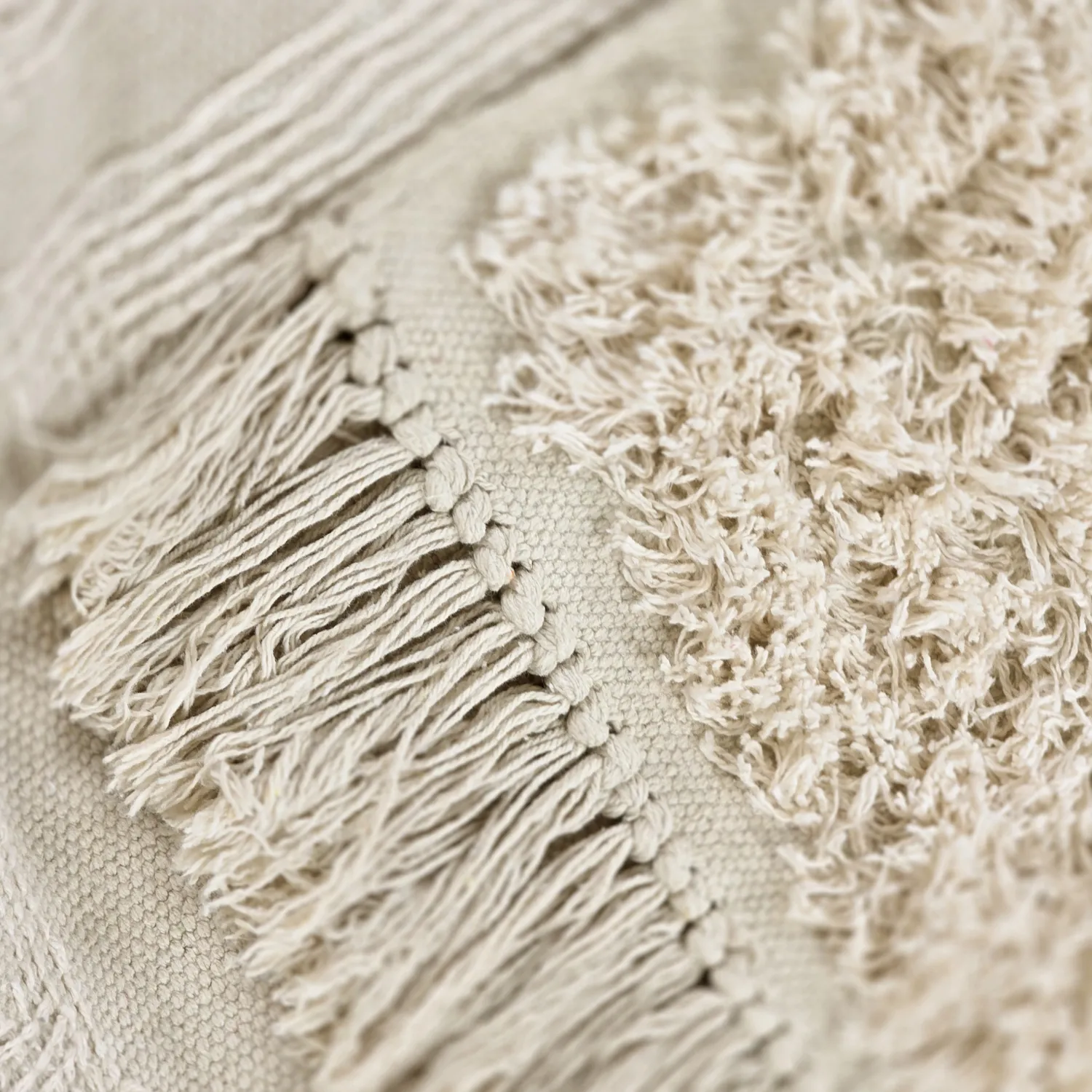 Hoogpolig vloerkleed - Ikara Natural Cotton Shaggy (room)