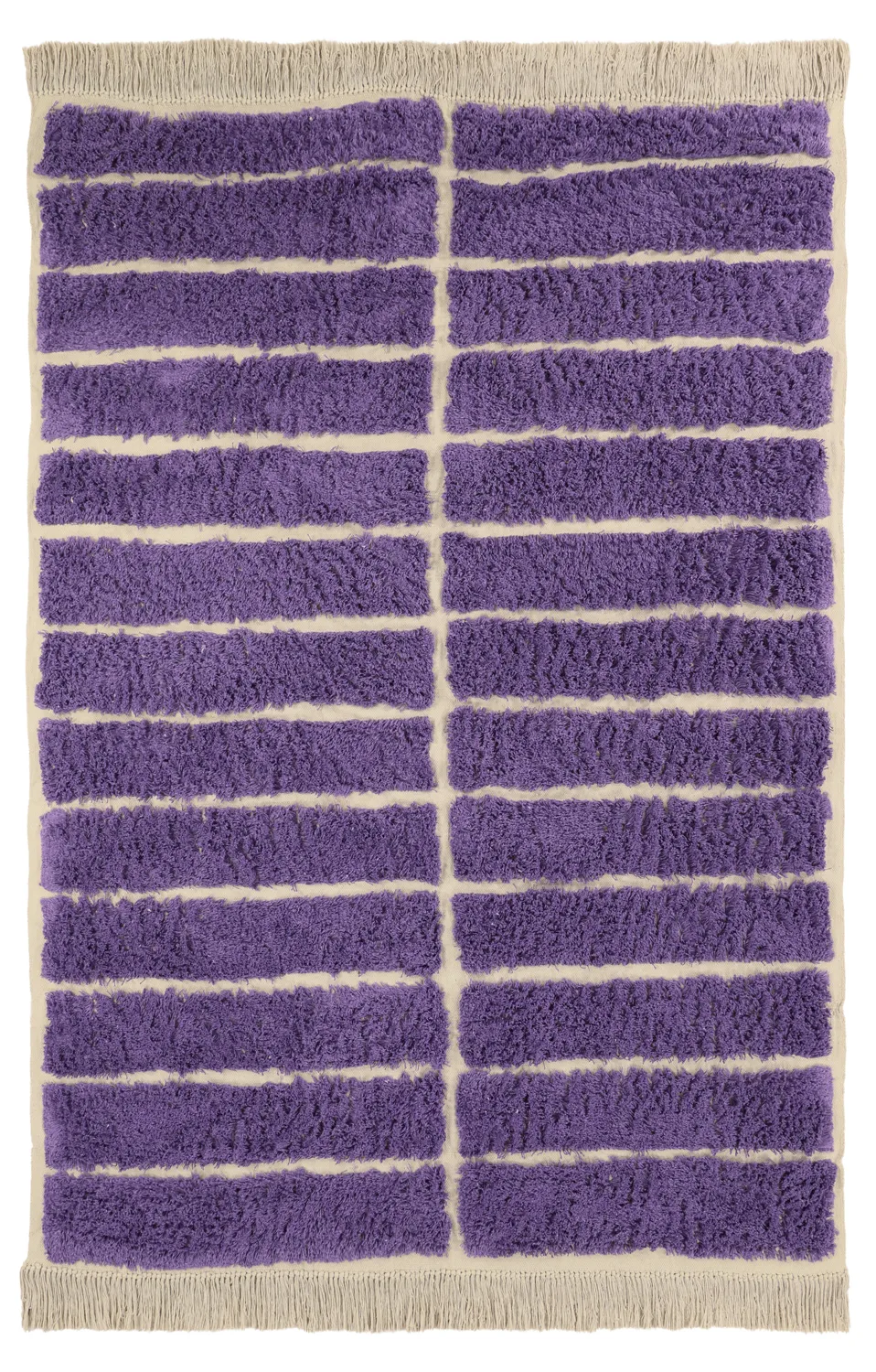 Hoogpolig vloerkleed - Ikara Natural Cotton Shaggy (paars)