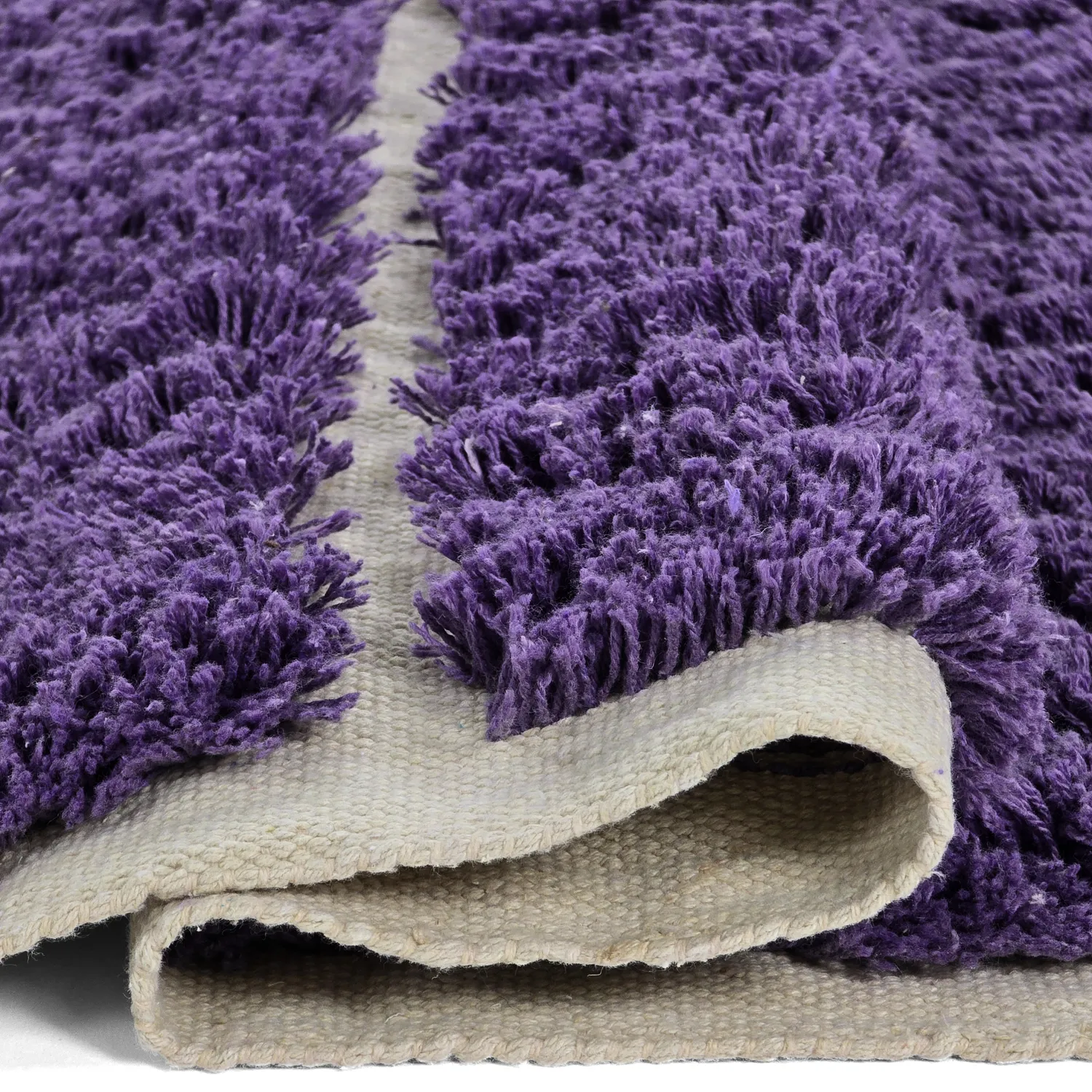 Hoogpolig vloerkleed - Ikara Natural Cotton Shaggy (paars)