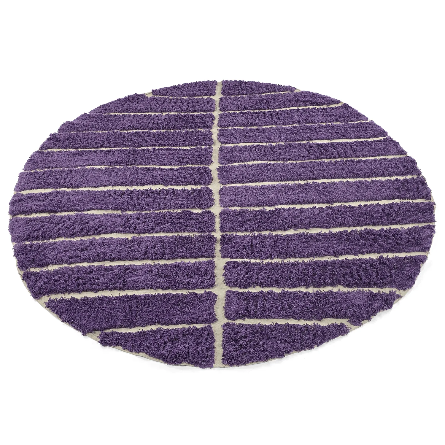 Rond vloerkleed - Ikara Natural Cotton Shaggy (paars)