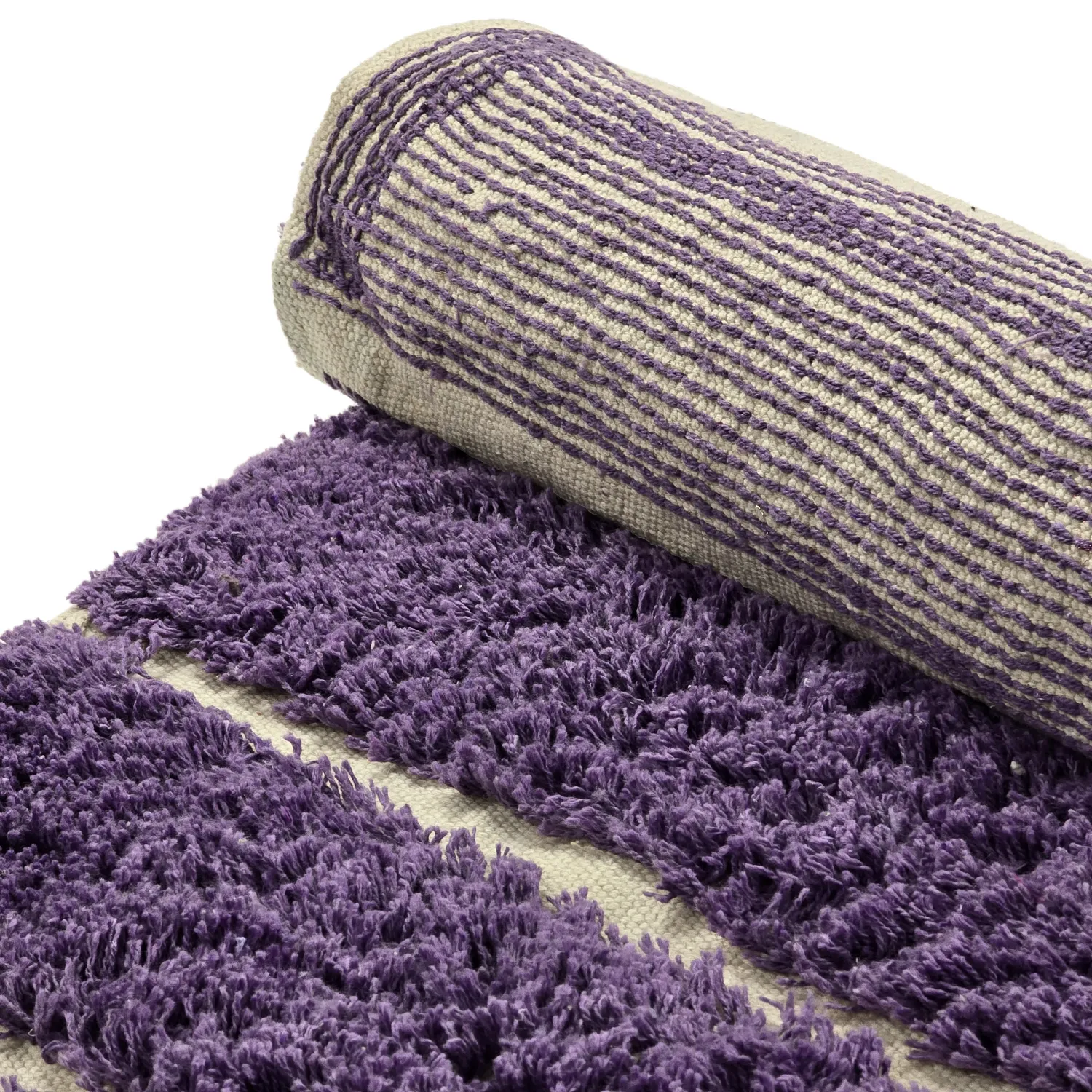 Rond vloerkleed - Ikara Natural Cotton Shaggy (paars)