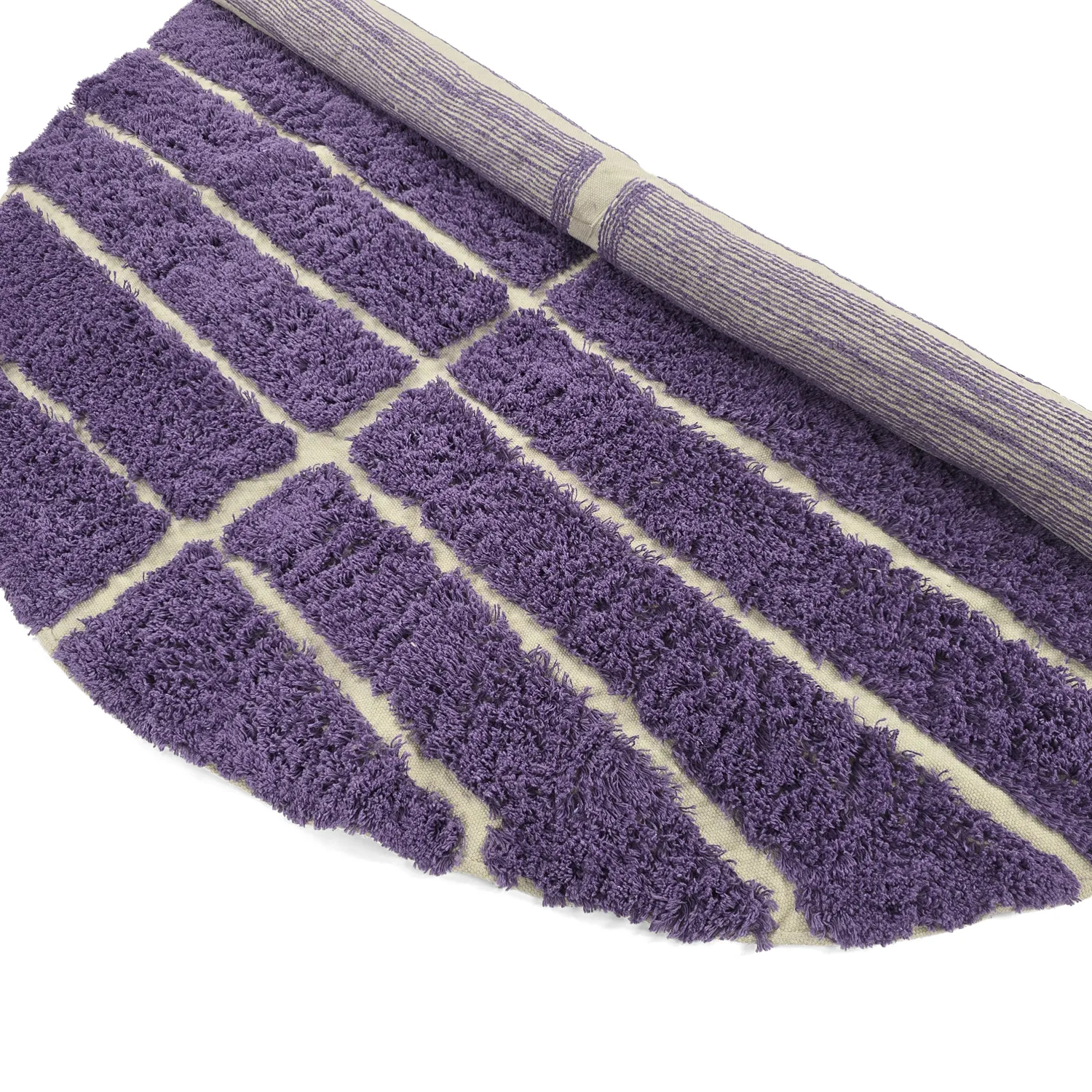 Rond vloerkleed - Ikara Natural Cotton Shaggy (paars)