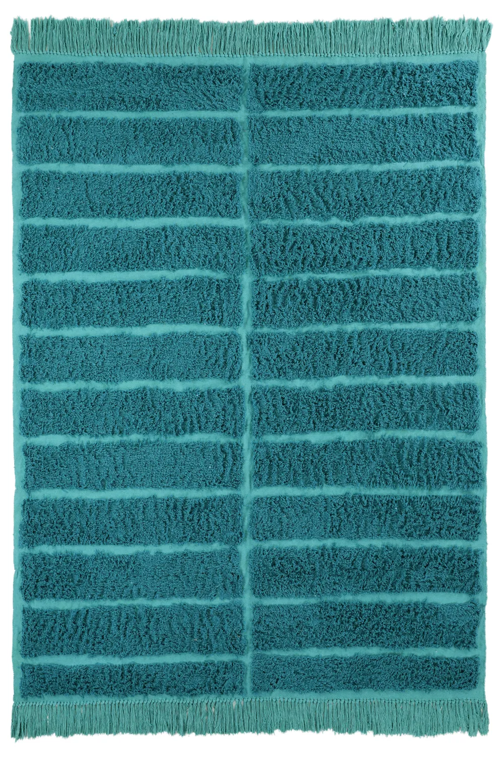 Hoogpolig vloerkleed - Ikara Natural Cotton Shaggy (turkoois)