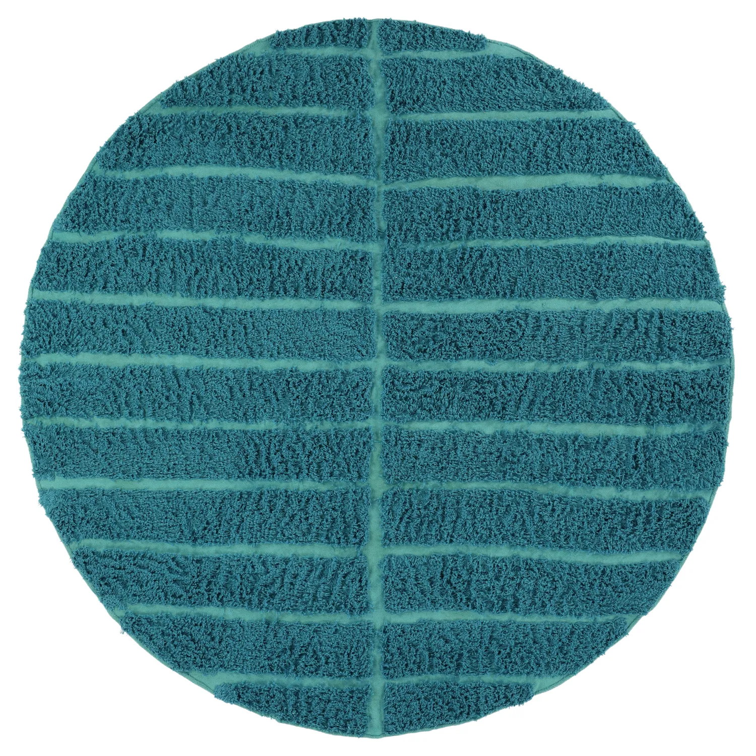 Rond vloerkleed - Ikara Natural Cotton Shaggy (turkoois)