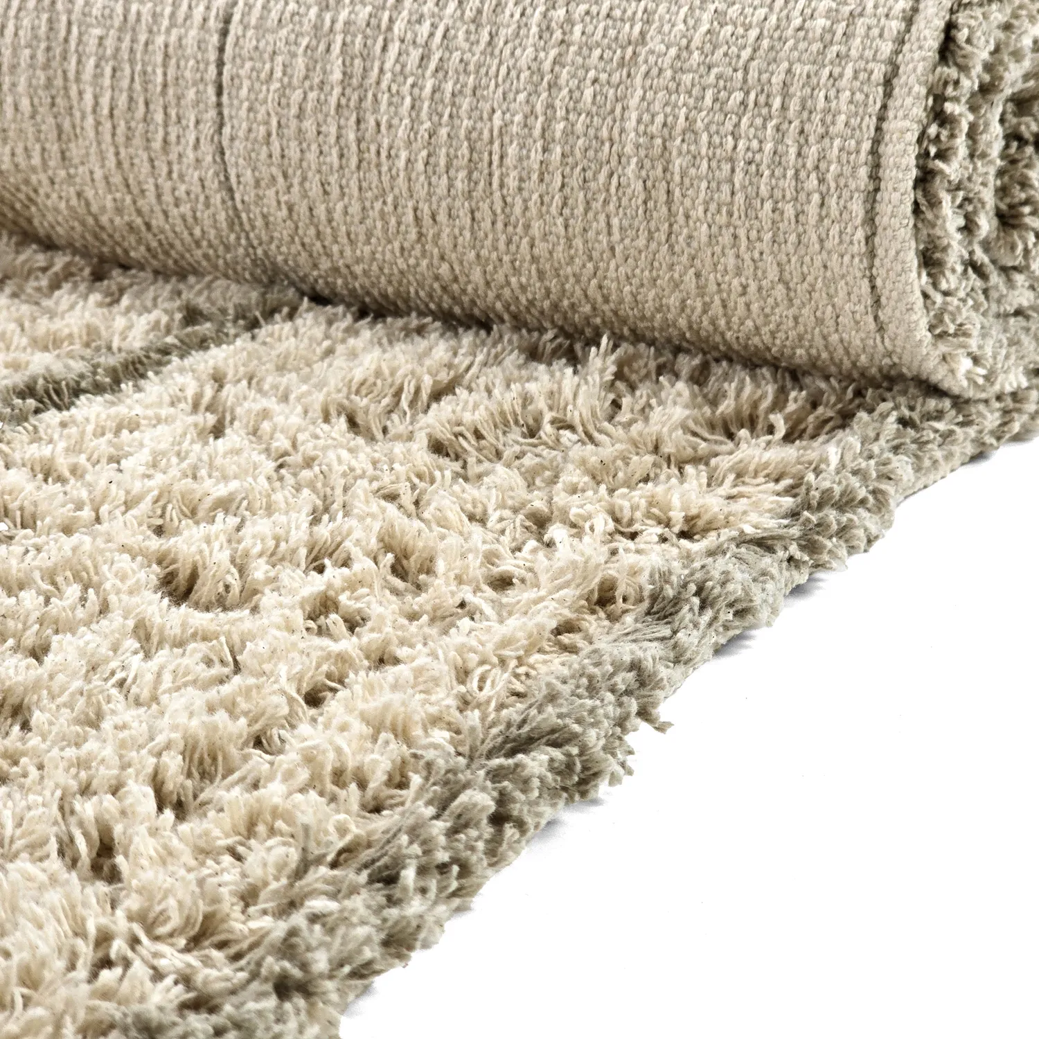 Hoogpolig vloerkleed - Kairi Natural Cotton Shaggy (beige/taupe)