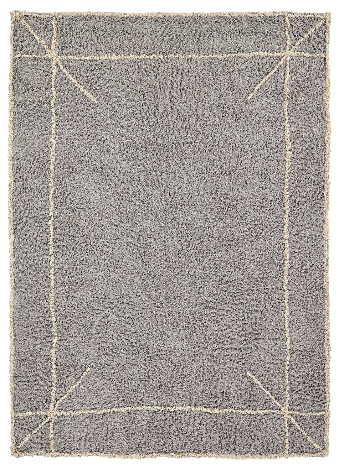 Hoogpolig vloerkleed - Kairi Natural Cotton Shaggy (grijs/beige)
