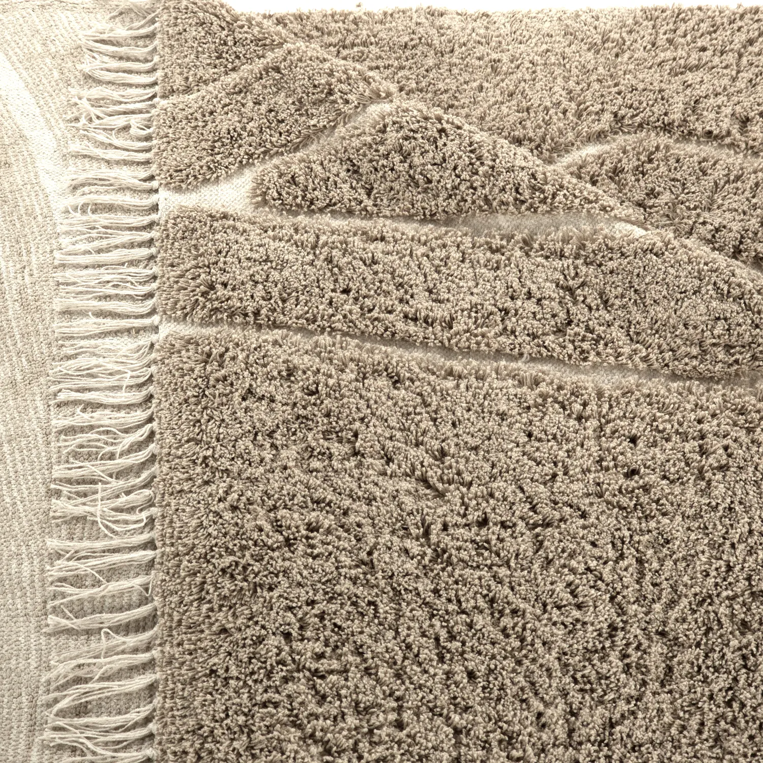 Hoogpolig vloerkleed - Kindon Natural Cotton Shaggy (beige/wit)