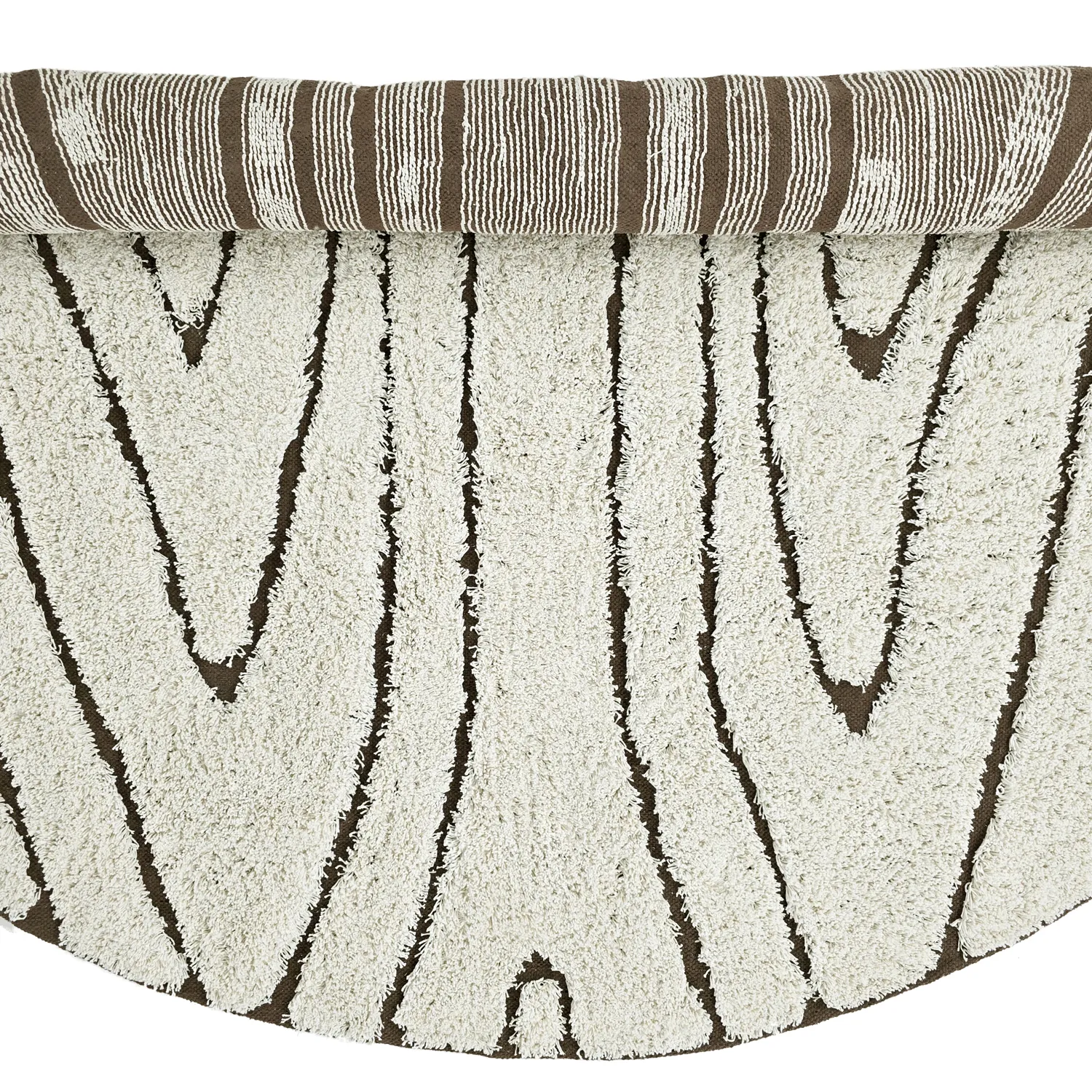 Ronde vloerkleden - Kindon Natural Cotton Shaggy (gebroken wit/bruin)