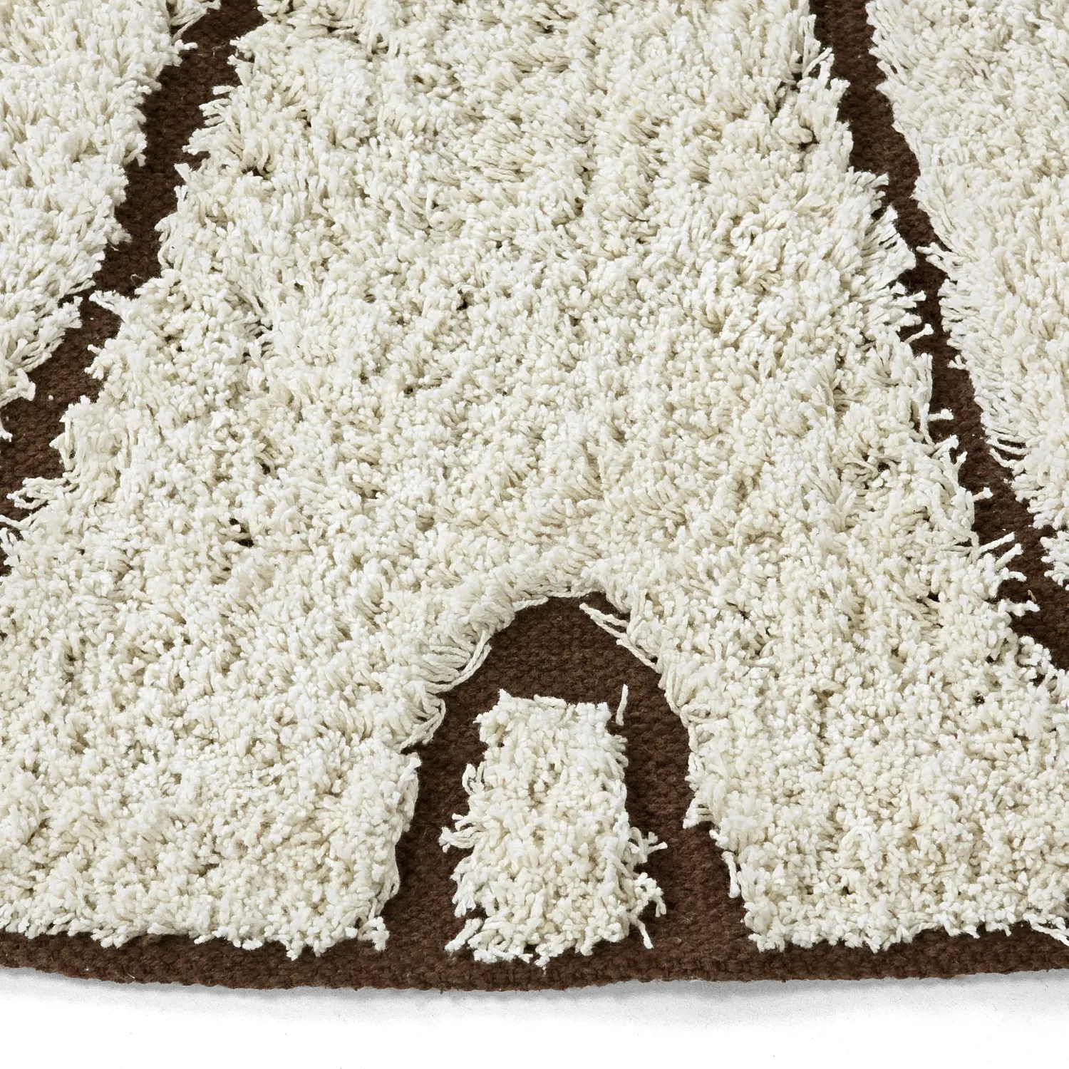 Ronde vloerkleden - Kindon Natural Cotton Shaggy (gebroken wit/bruin)