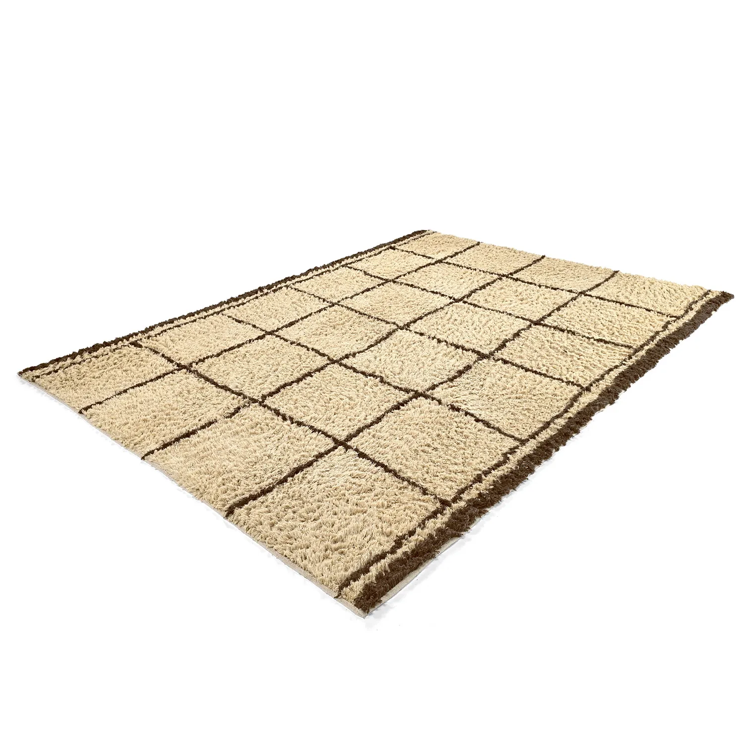 Hoogpolig vloerkleed - Lana Natural Cotton Shaggy (beige/bruin)