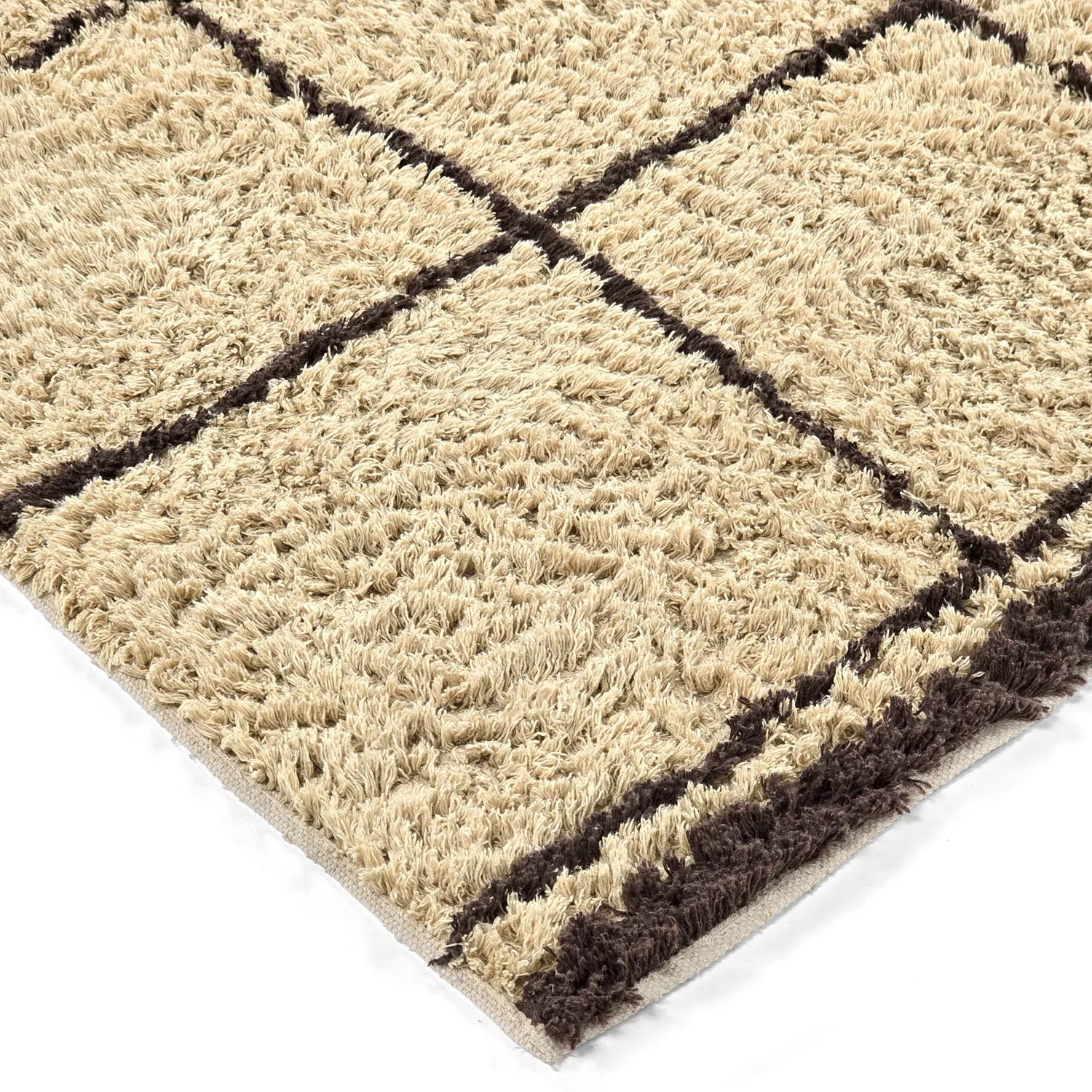 Hoogpolig vloerkleed - Lana Natural Cotton Shaggy (beige/bruin)