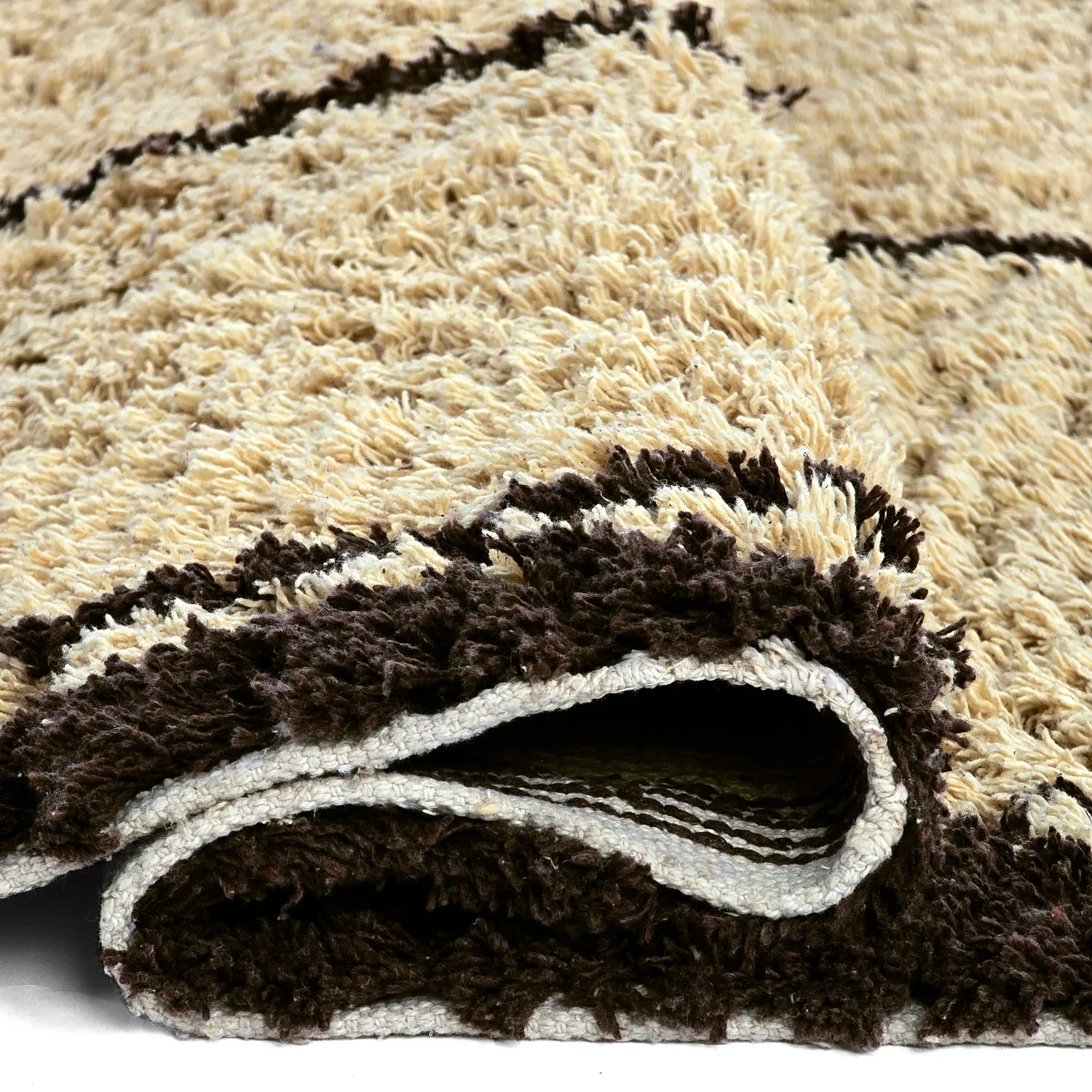 Hoogpolig vloerkleed - Lana Natural Cotton Shaggy (beige/bruin)