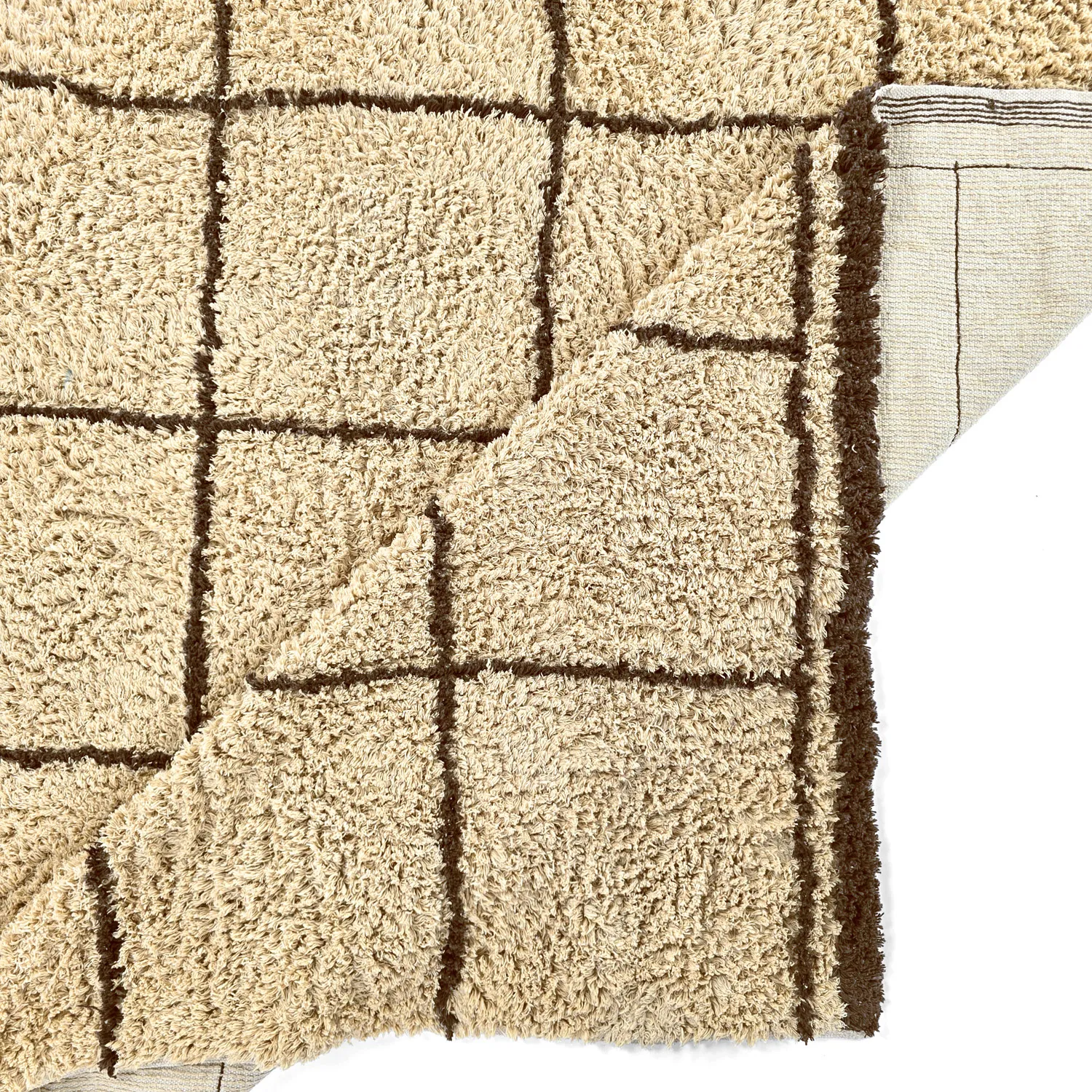 Hoogpolig vloerkleed - Lana Natural Cotton Shaggy (beige/bruin)