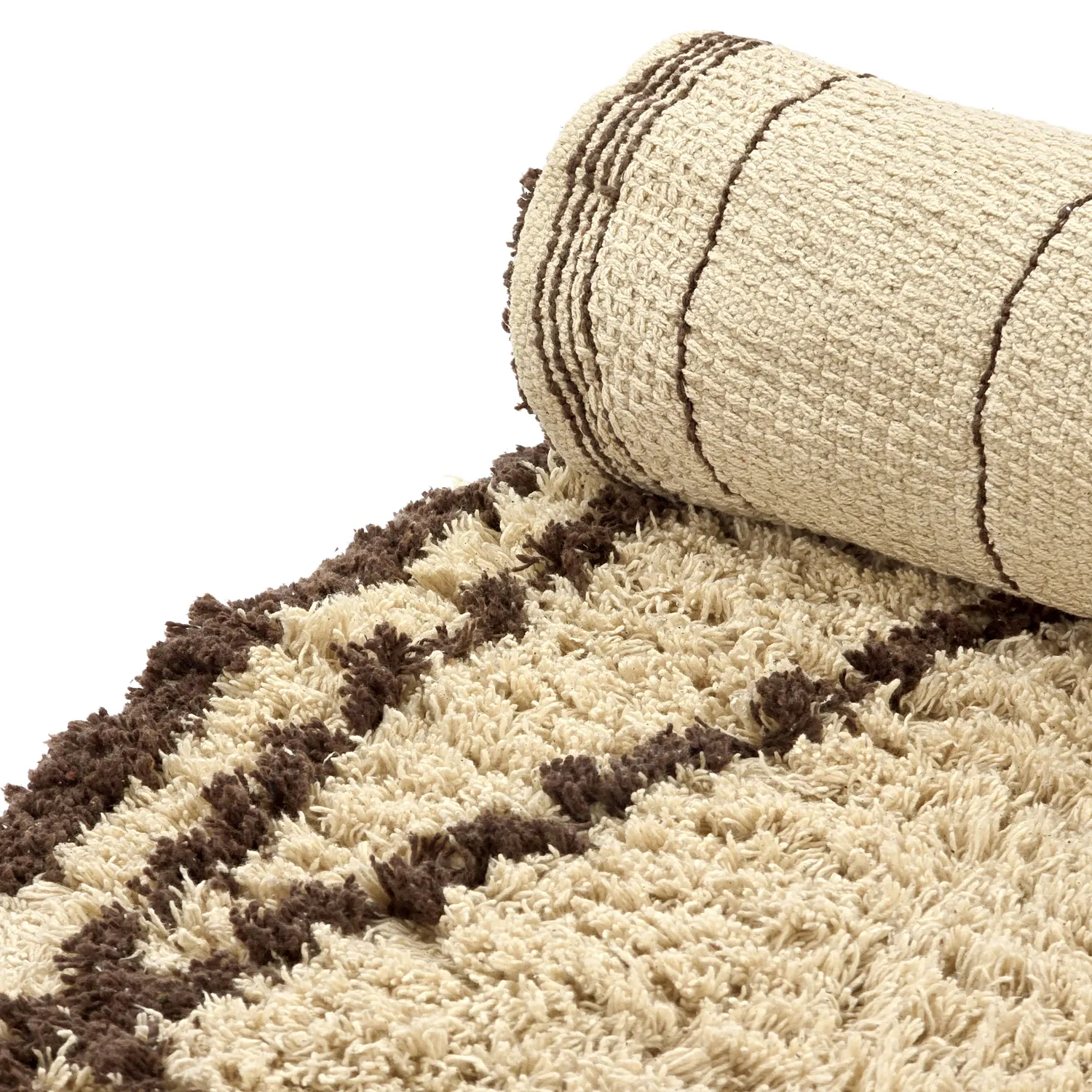 Rond vloerkleed - Lana Natural Cotton Shaggy (beige/bruin)