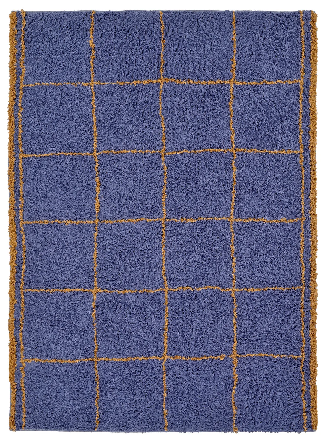 Hoogpolig vloerkleed - Lana Natural Cotton Shaggy (blauw/geel)