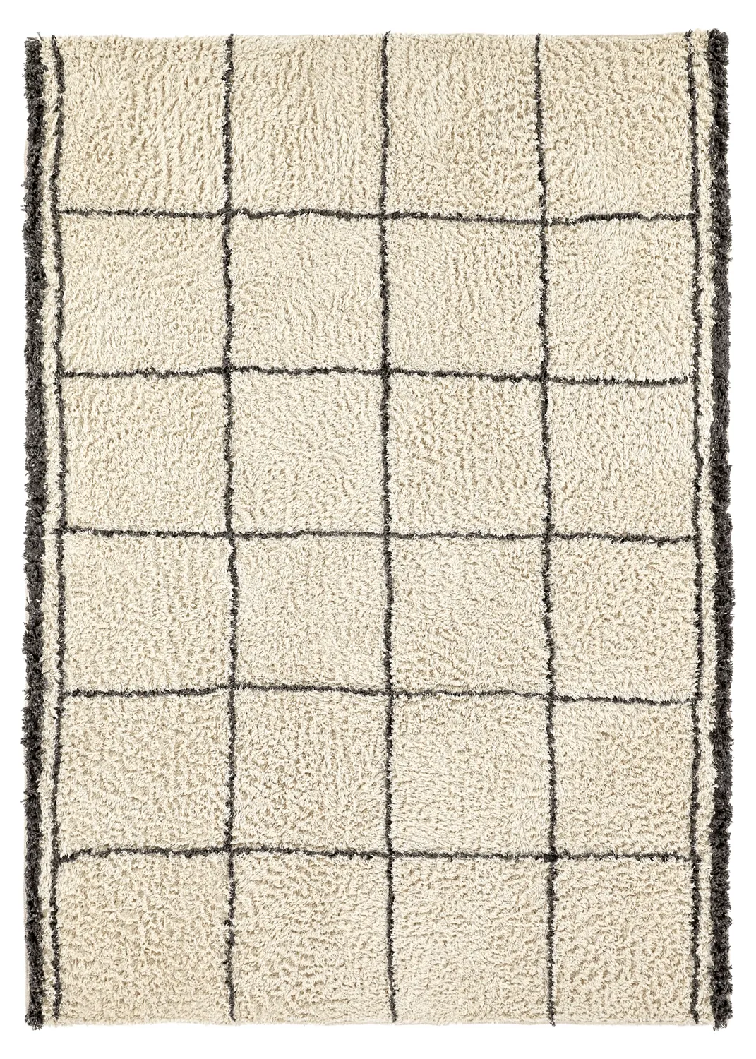 Hoogpolig vloerkleed - Lana Natural Cotton Shaggy (crème/donkergrijs)
