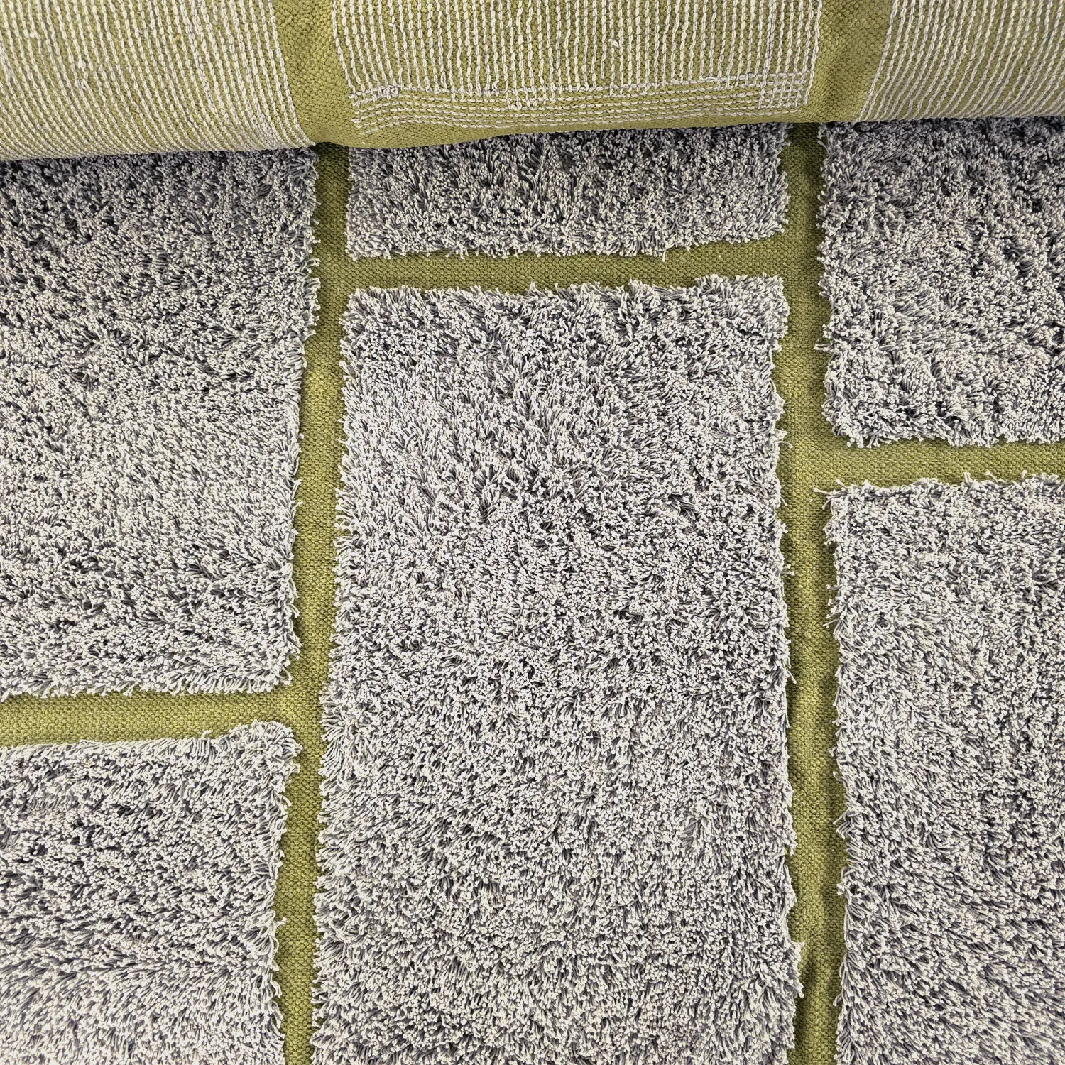 Hoogpolig vloerkleed - Lindley Natural Cotton Shaggy (grijs/groen)