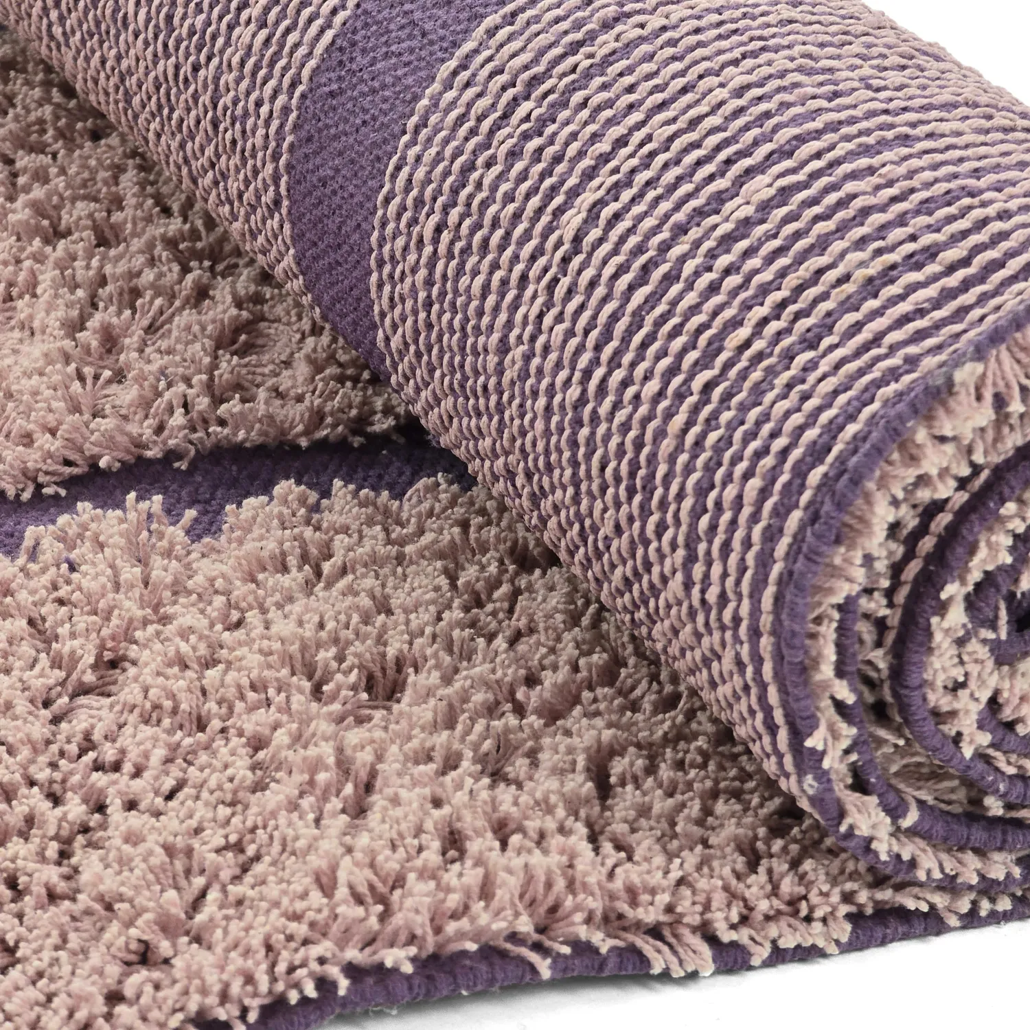 Hoogpolig vloerkleed - Lindley Natural Cotton Shaggy (roze/paars)