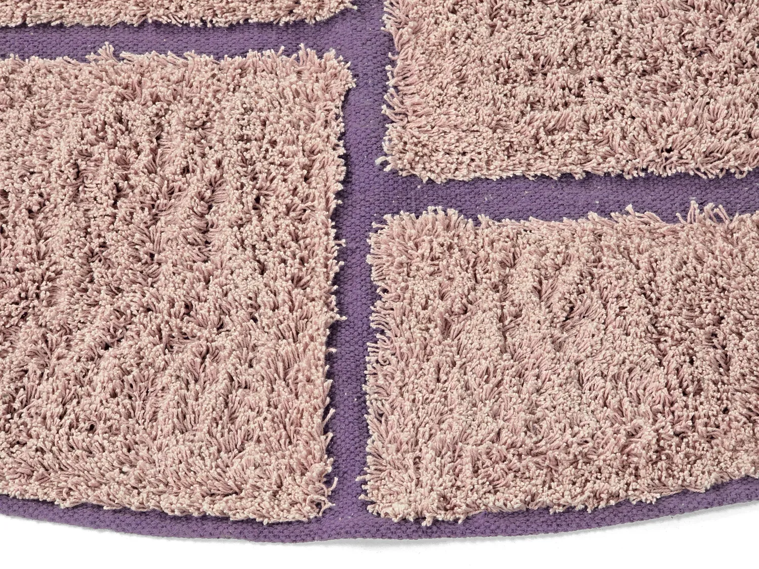 Ronde vloerkleden - Lindley Natural Cotton Shaggy (roze/paars)