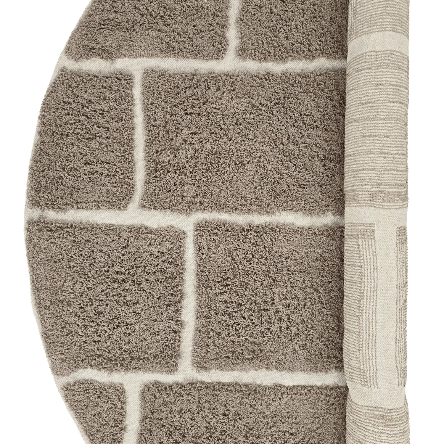 Ronde vloerkleden - Lindley Natural Cotton Shaggy (taupe/grijs)