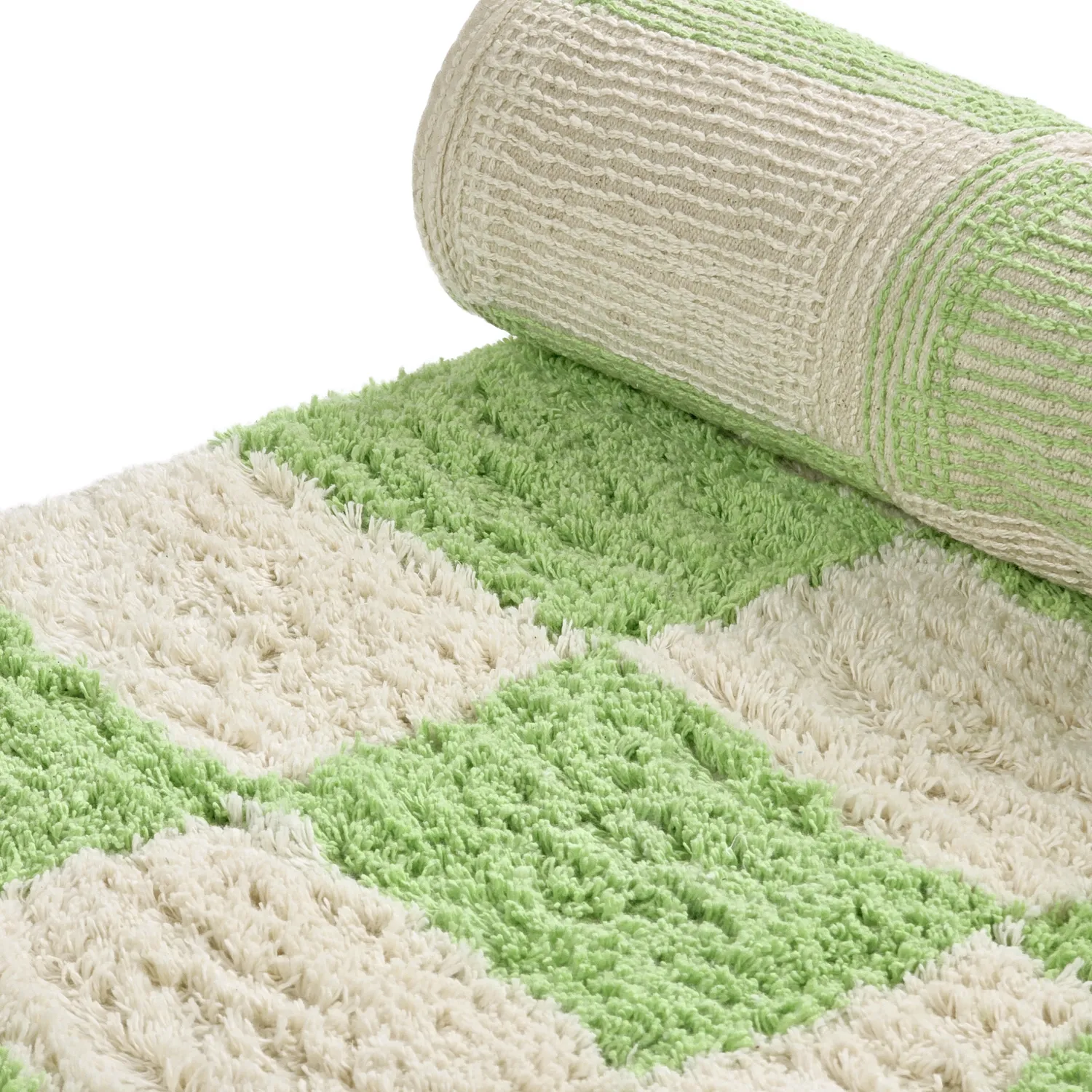 Hoogpolig vloerkleed - Maranello Natural Cotton Shaggy (groente)