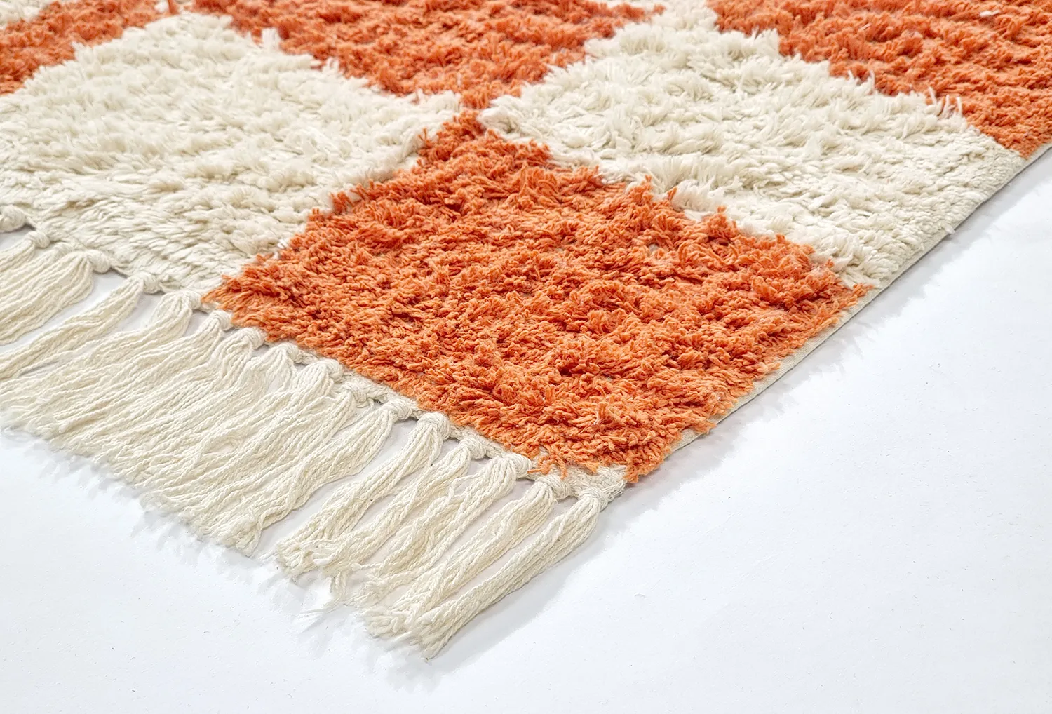 Hoogpolig vloerkleed - Maranello Natural Cotton Shaggy (oranje)