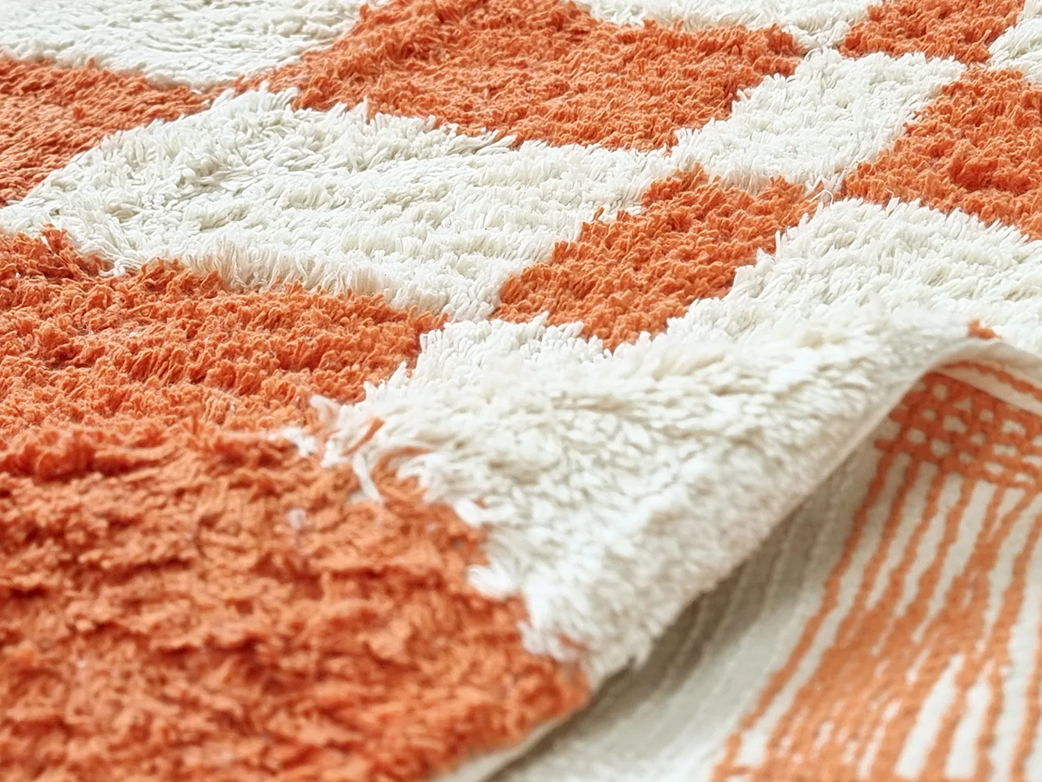 Hoogpolig vloerkleed - Maranello Natural Cotton Shaggy (oranje)