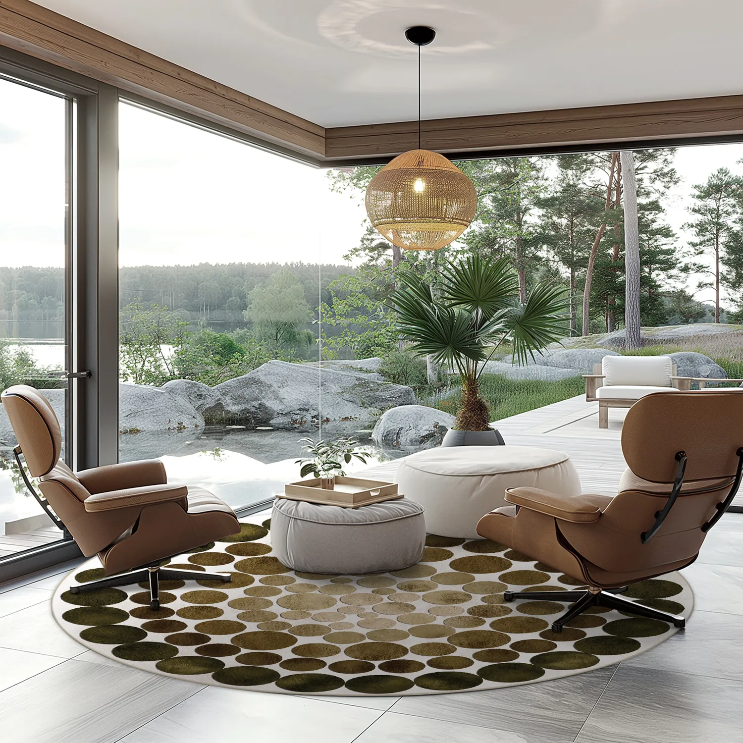 Rond vloerkleed - Marineo (bruin/groen)