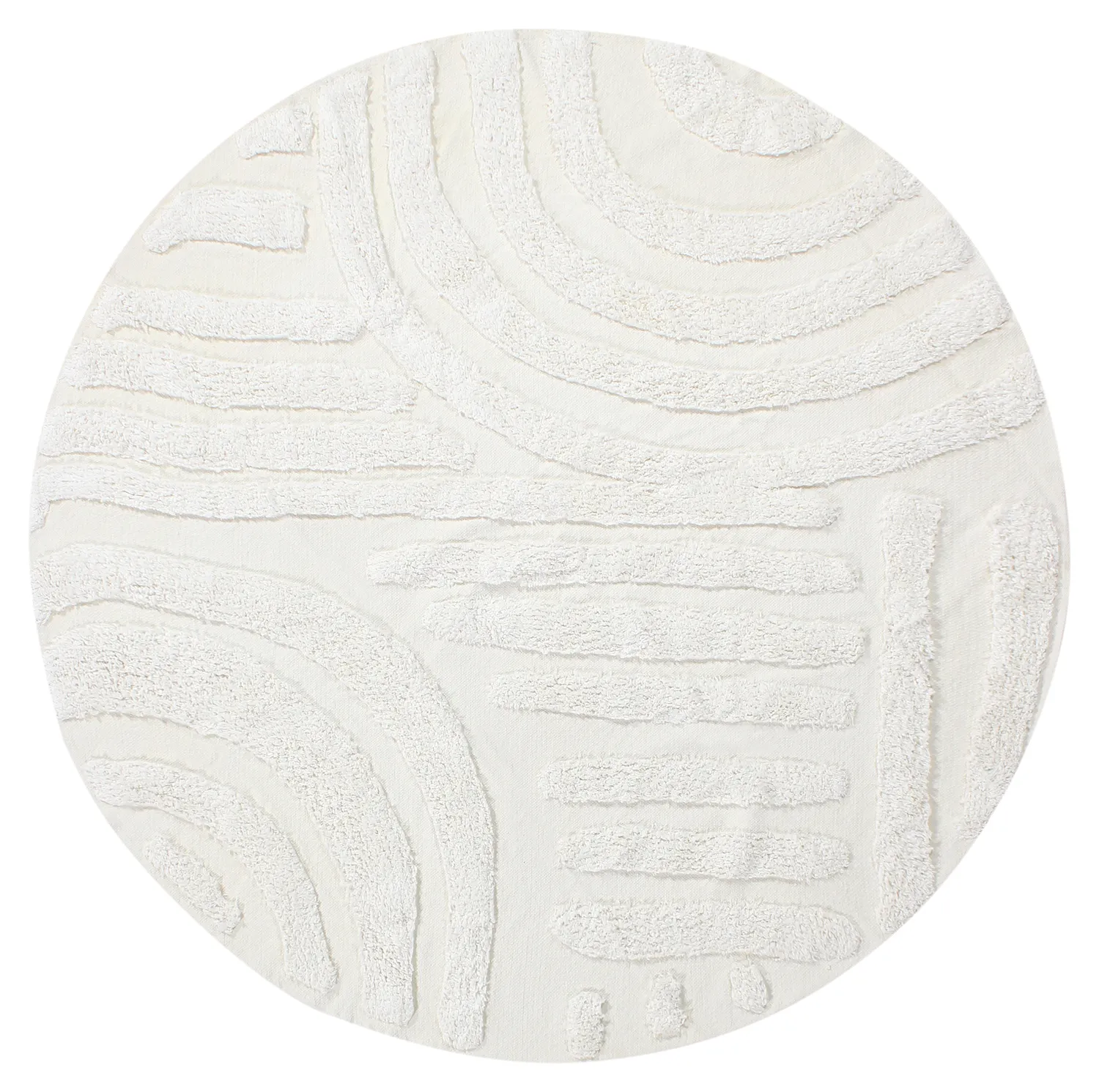 Ronde vloerkleden - Mavis Natural Cotton Shaggy (offwhite)