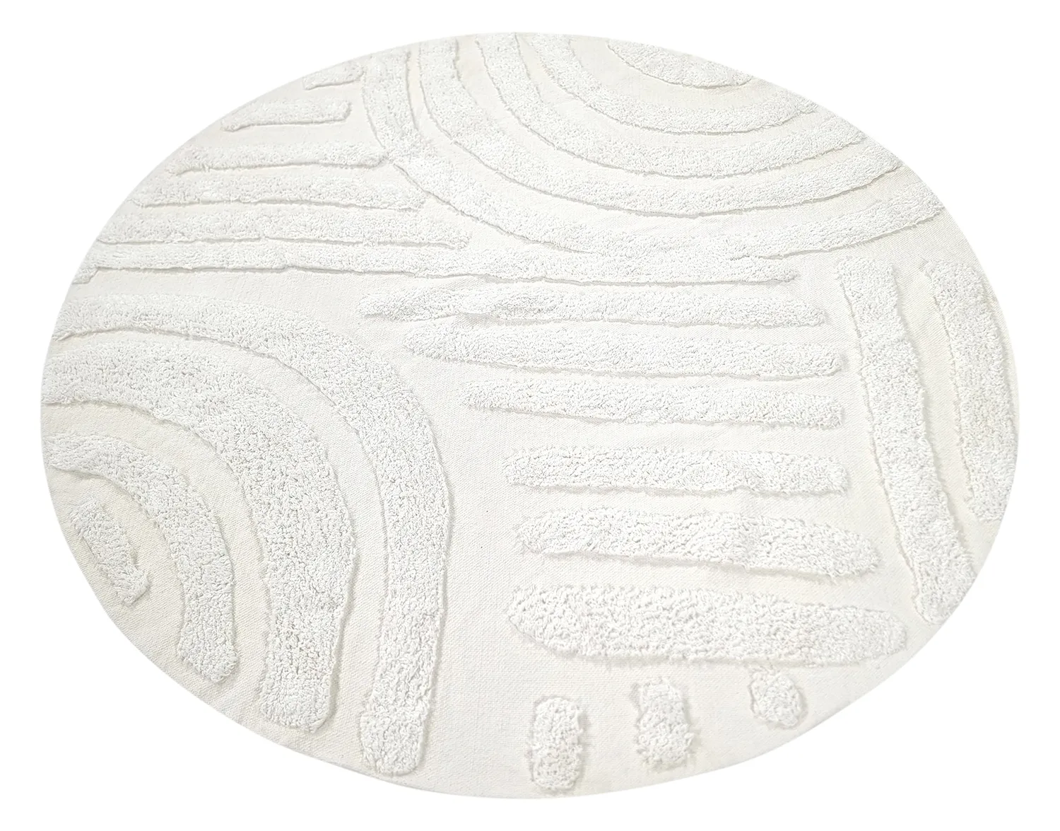 Ronde vloerkleden - Margo Natural Cotton Shaggy (offwhite)