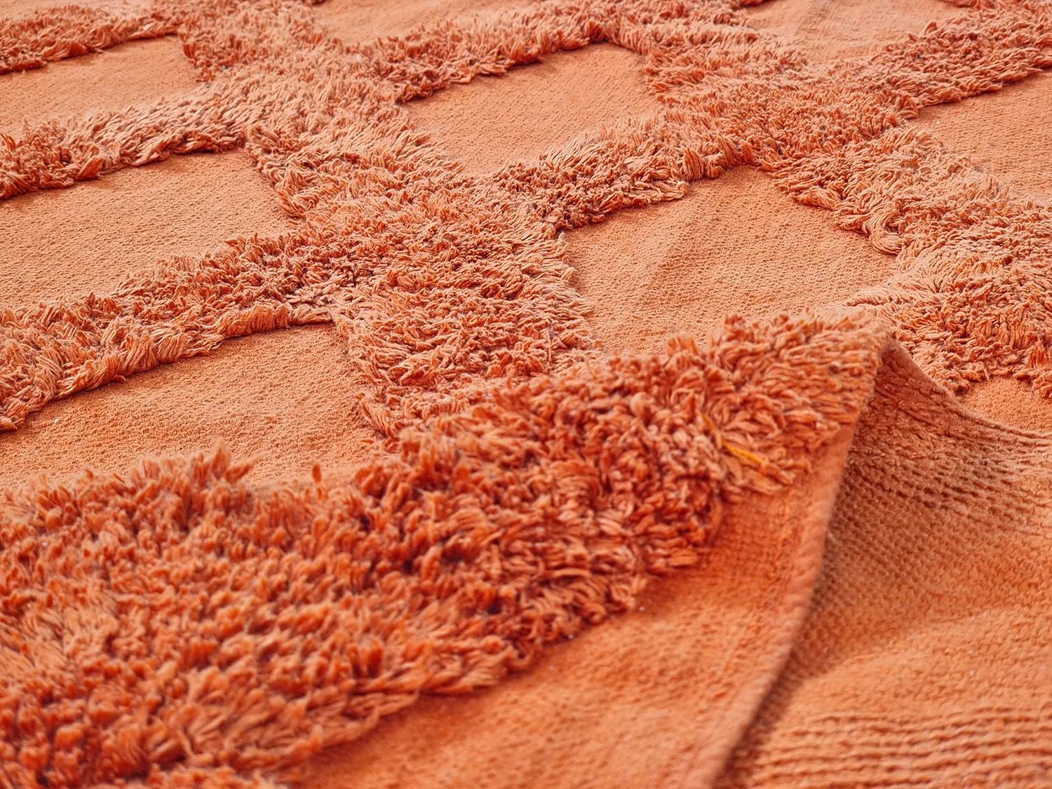 Hoogpolig vloerkleed - Pamplona Natural Cotton Shaggy (terracotta)