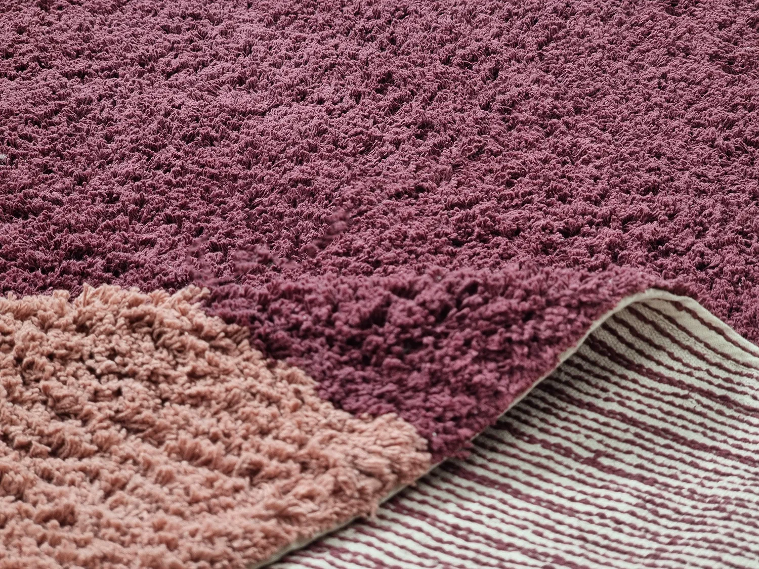 Hoogpolig vloerkleed - Pione Natural Cotton Shaggy (roze)