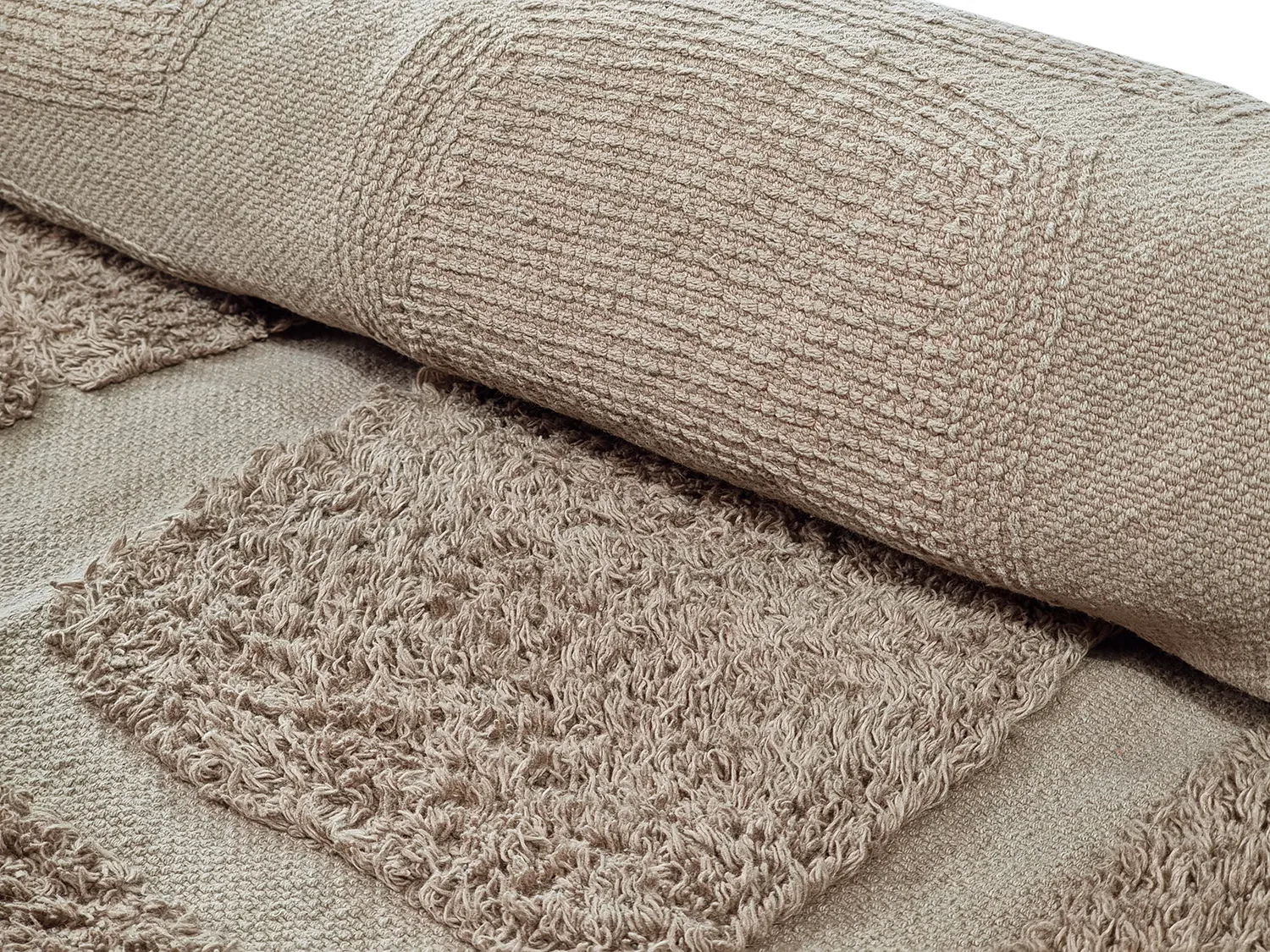 Ronde vloerkleden - Salem Natural Cotton Shaggy (taupe)
