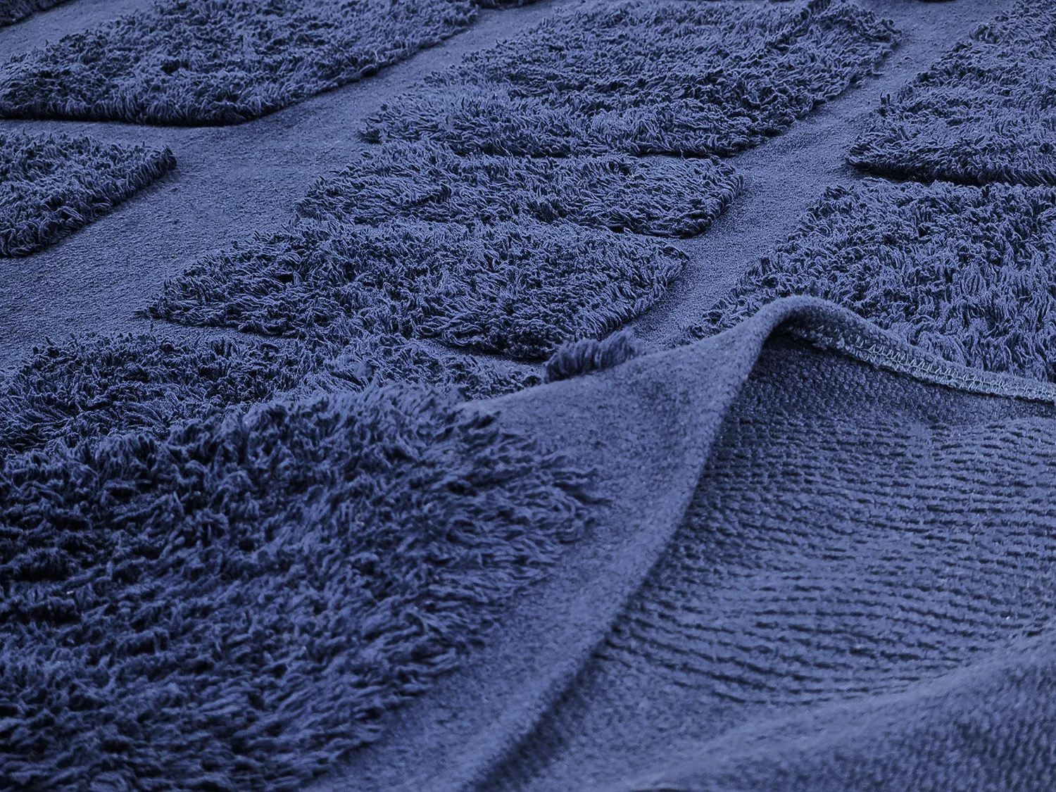 Ronde vloerkleden - Salem Natural Cotton Shaggy (donkerblauw)