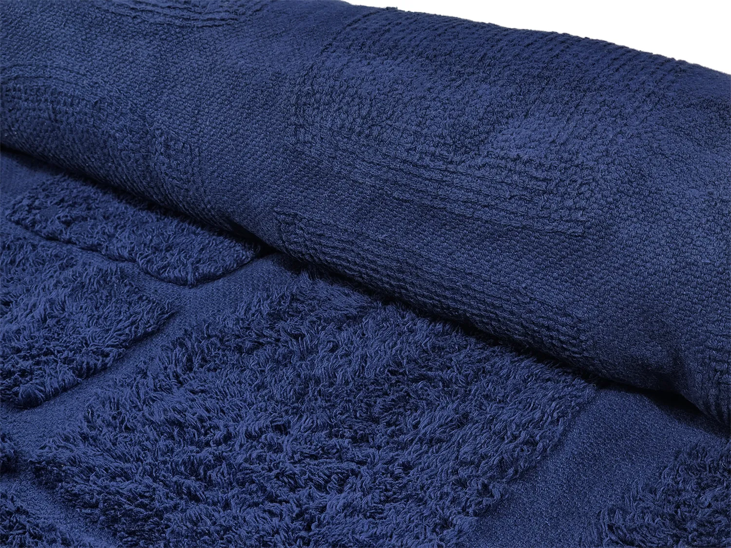 Hoogpolig vloerkleed - Salem Natural Cotton Shaggy (donkerblauw)