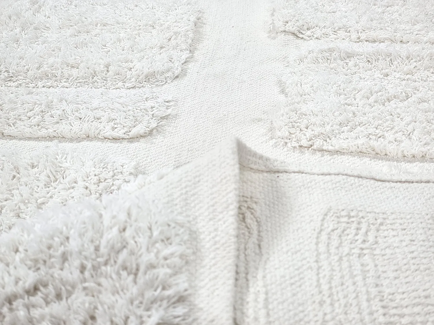 Ronde vloerkleden - Salem Natural Cotton Shaggy (offwhite)