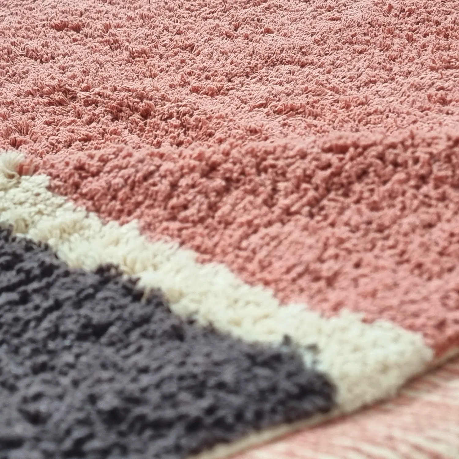Hoogpolig vloerkleed - Vinci Natural Cotton Shaggy (roze)