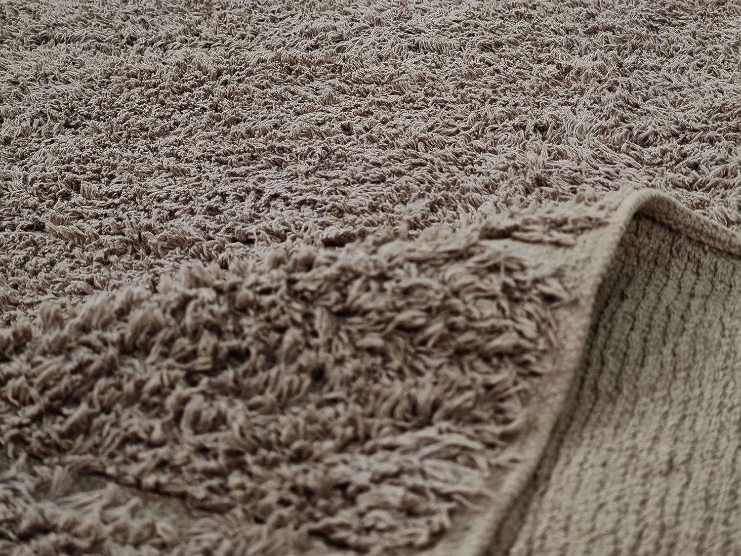 Hoogpolig vloerkleed - Willow Natural Cotton Shaggy (taupe)