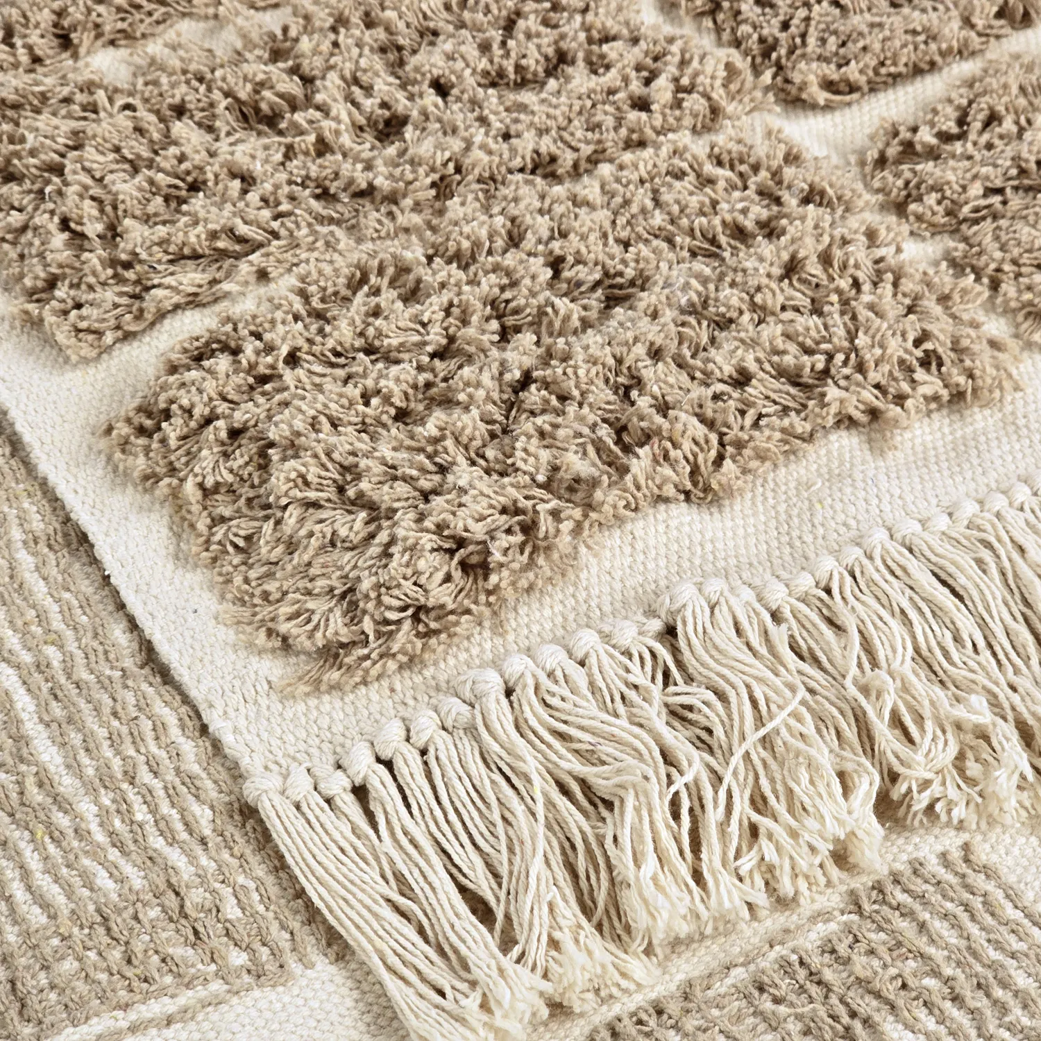Hoogpolig vloerkleed - Zola Natural Cotton Shaggy (beige)
