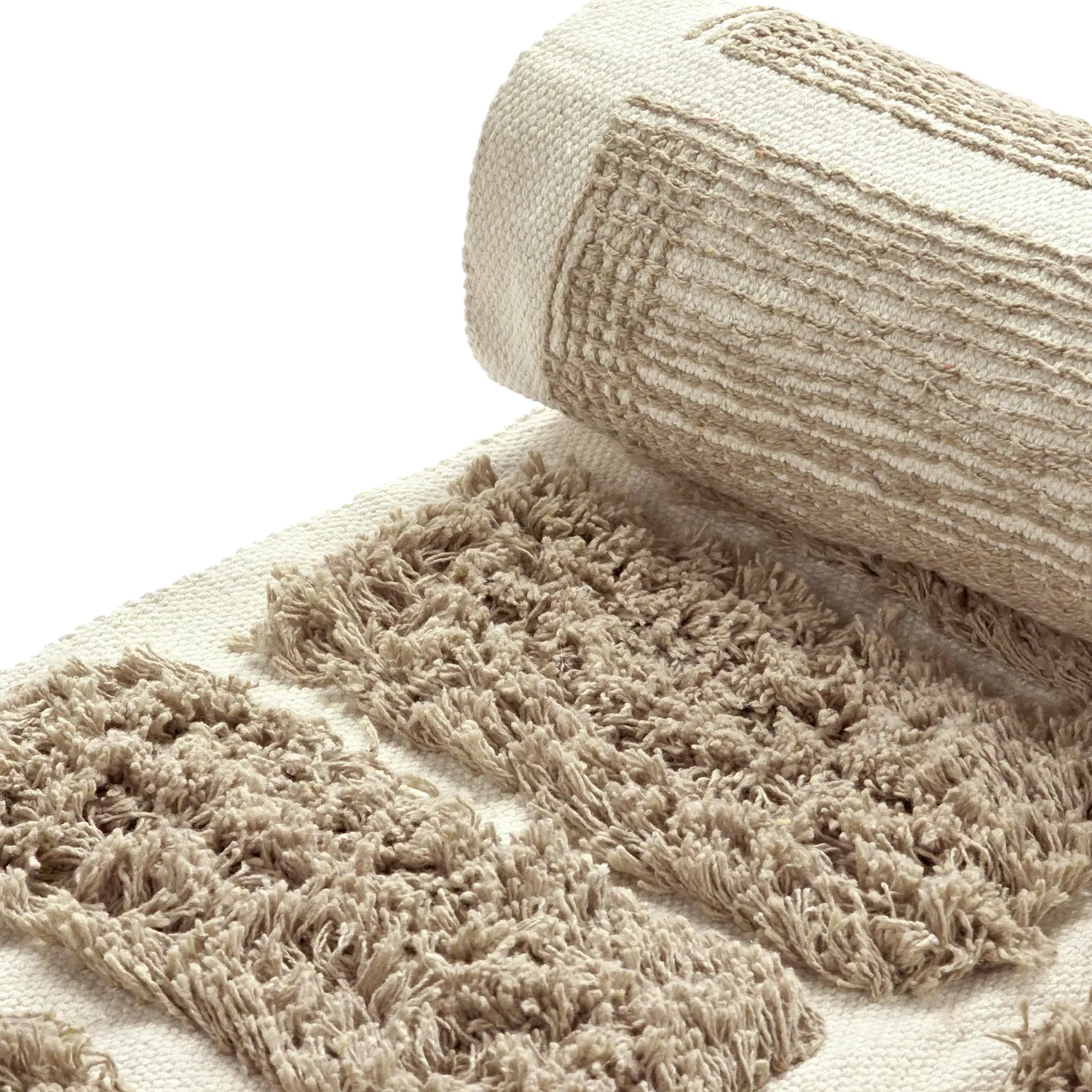 Hoogpolig vloerkleed - Zola Natural Cotton Shaggy (beige)