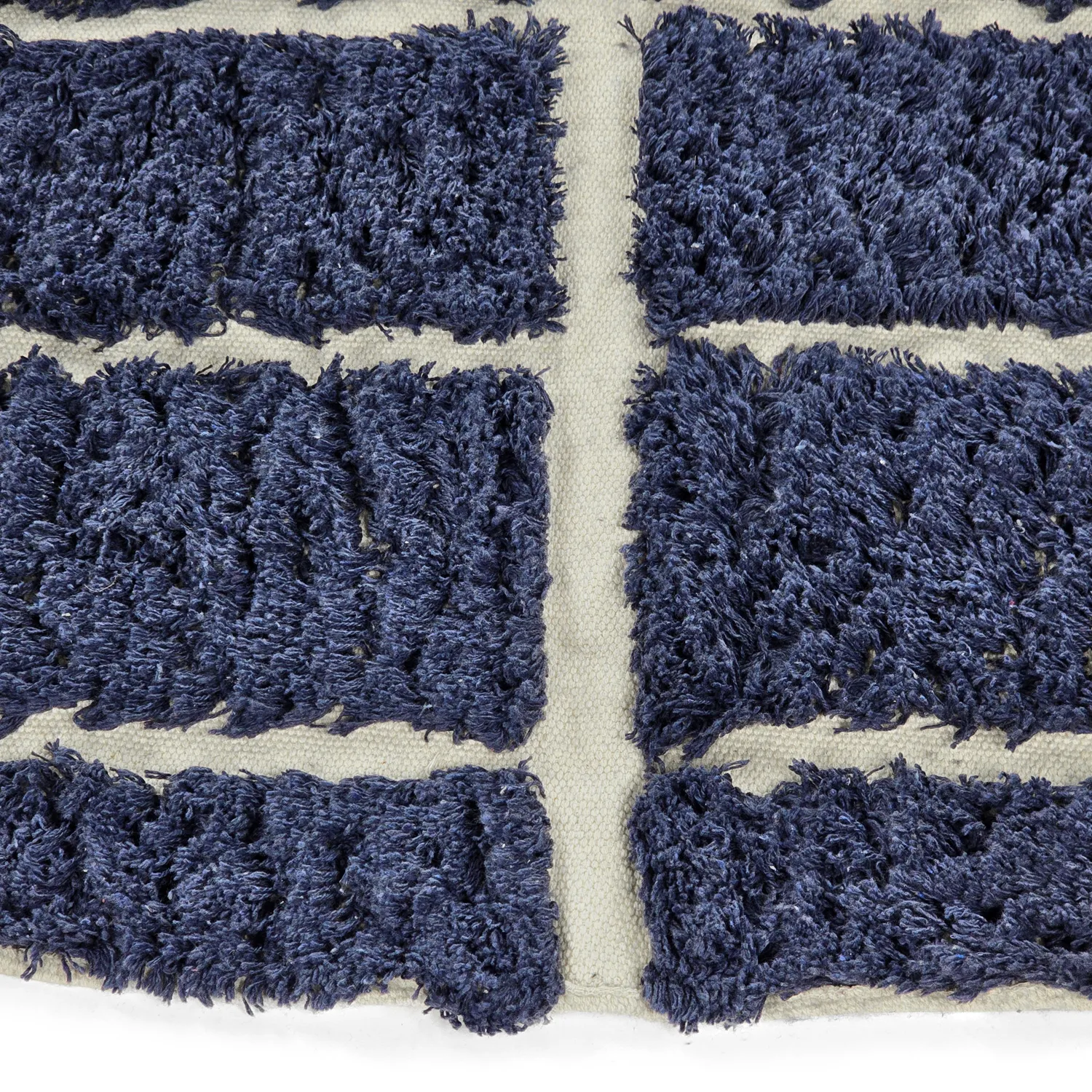 Rond vloerkleed - Zola Natural Cotton Shaggy (blauw)
