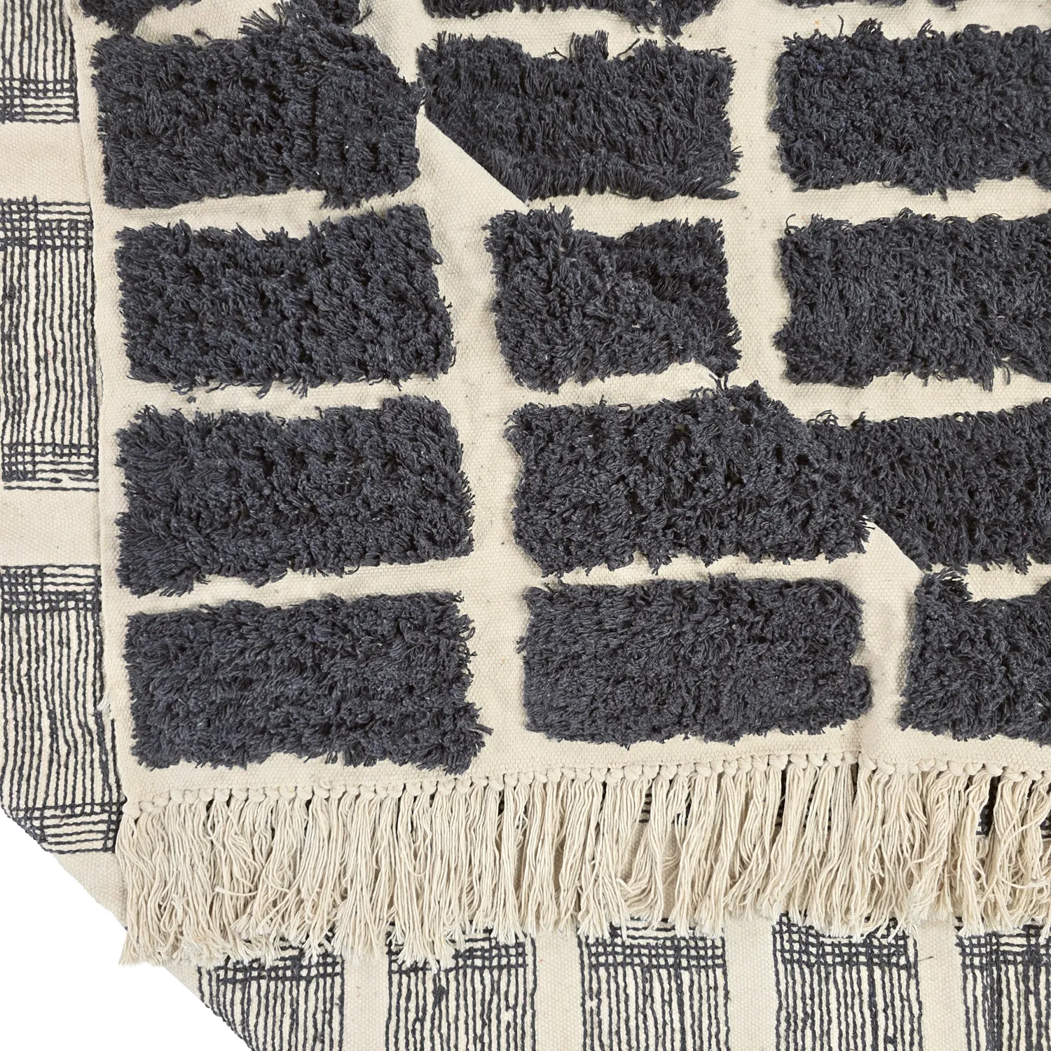 Hoogpolig vloerkleed - Zola Natural Cotton Shaggy (donkergrijs)