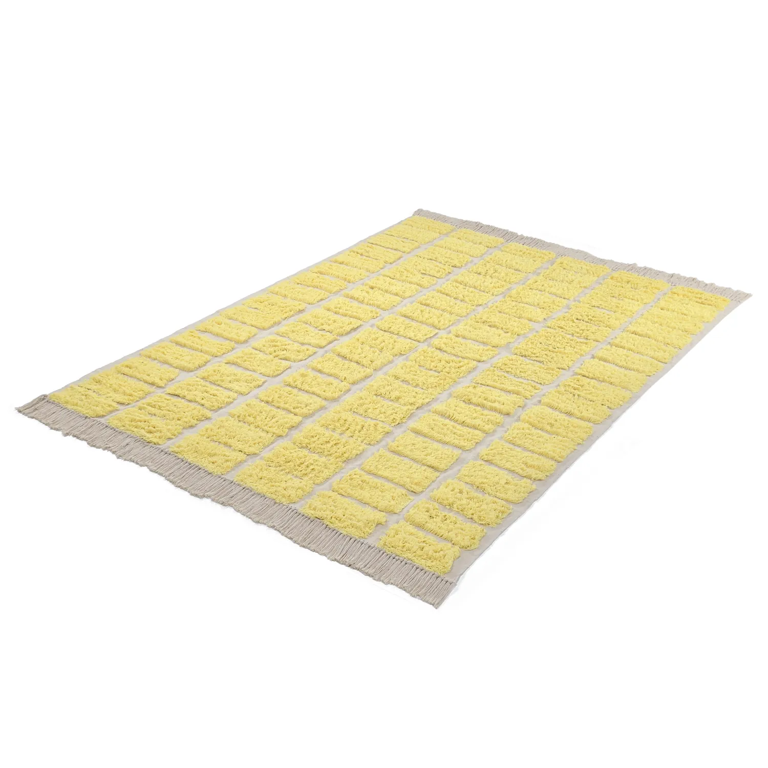 Hoogpolig vloerkleed - Zola Natural Cotton Shaggy (geel)